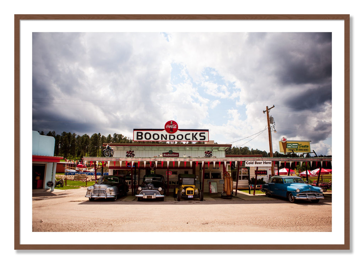 Framed photograph of Boondocks by Dylan Ozanich, Walnut frame, Borders