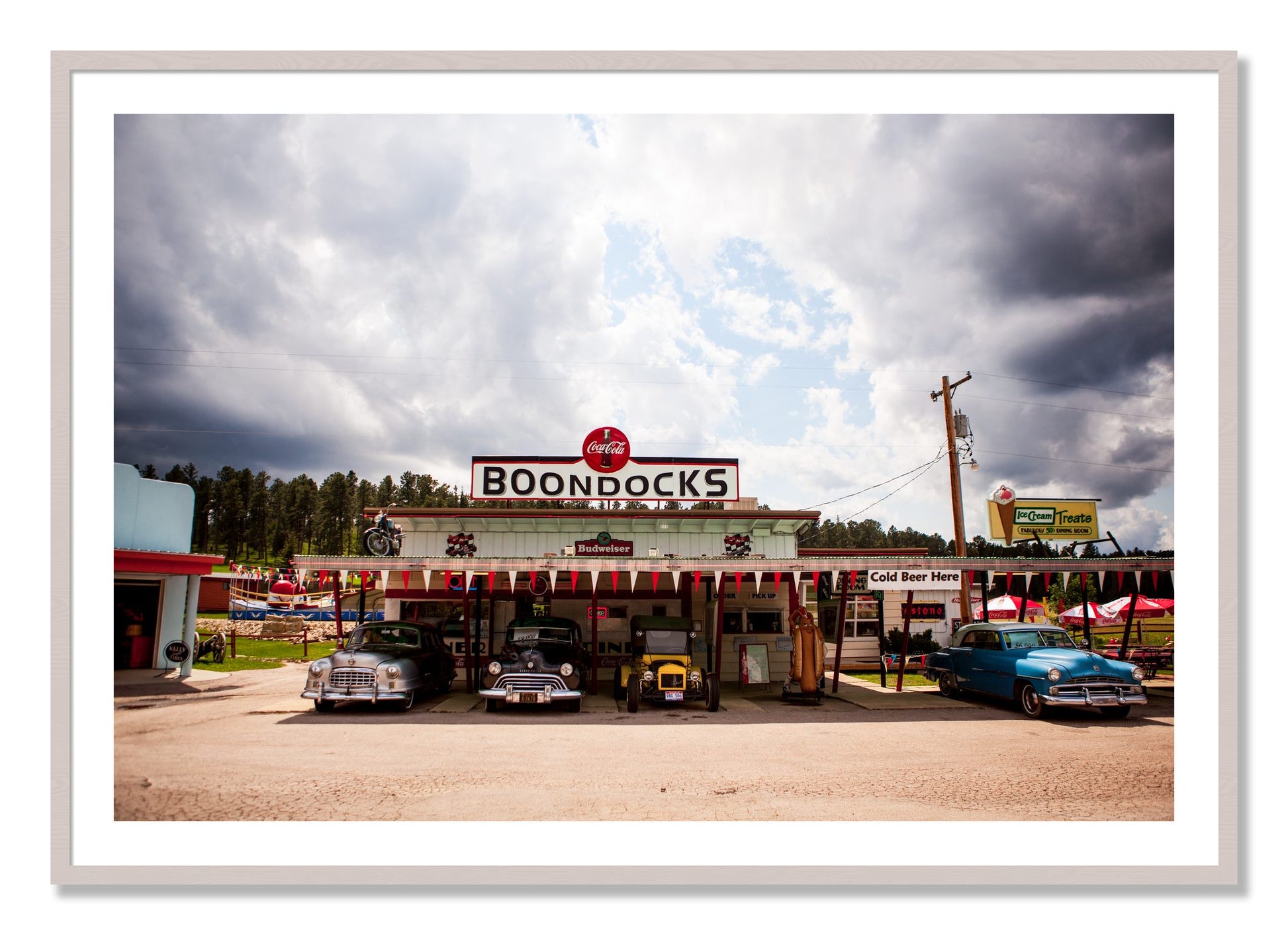 Framed photograph of Boondocks by Dylan Ozanich, White Maple frame, Borders