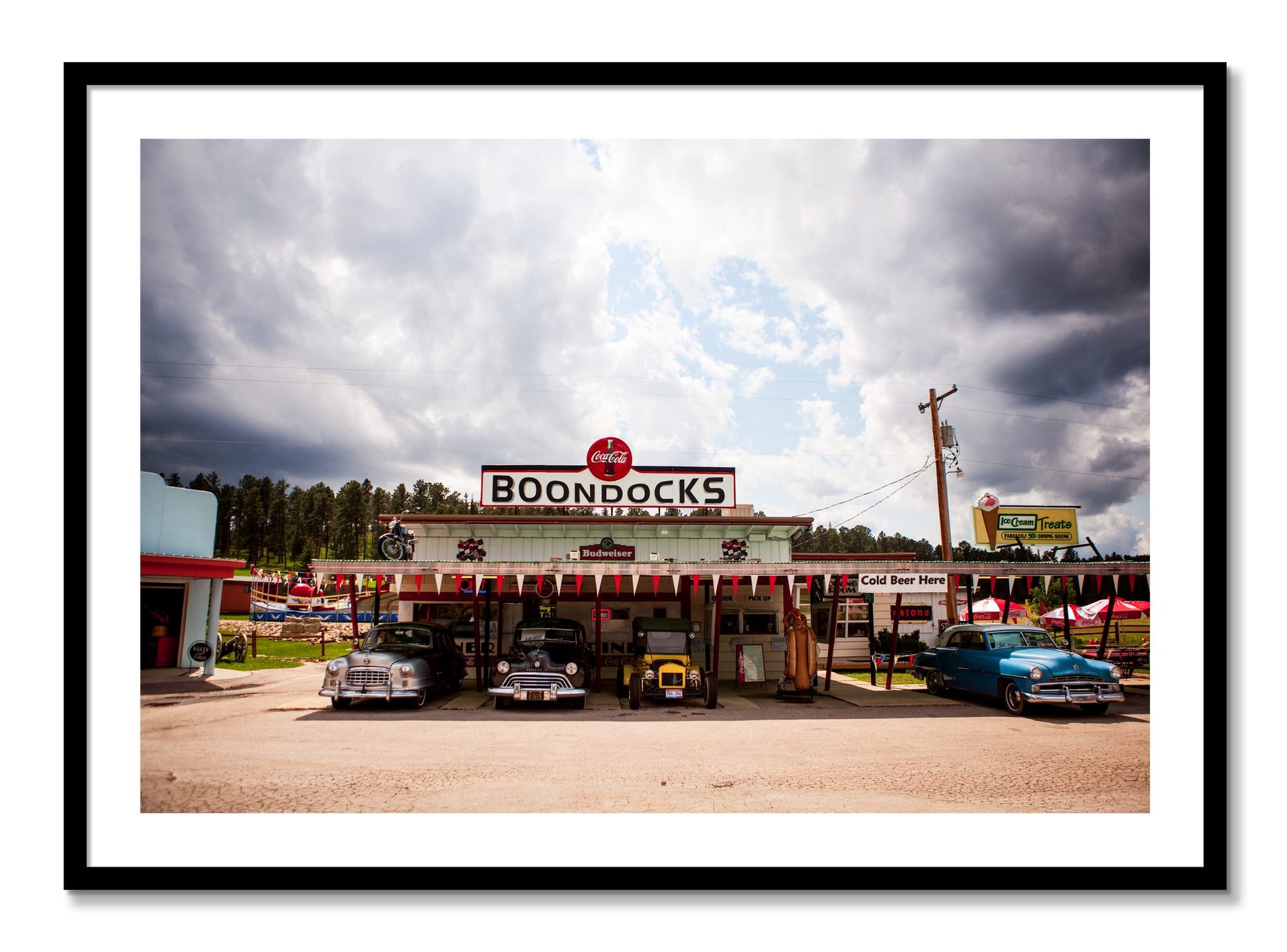 Framed photograph of Boondocks by Dylan Ozanich, Black frame, Borders