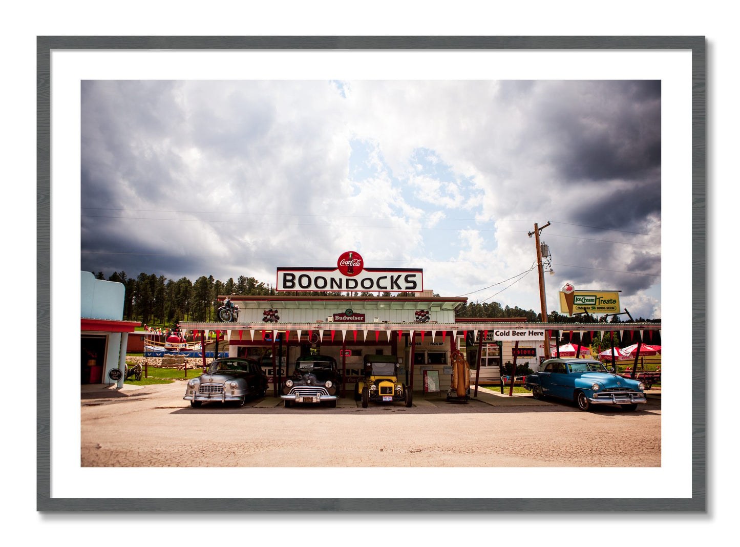Framed photograph of Boondocks by Dylan Ozanich, Grey frame, Borders
