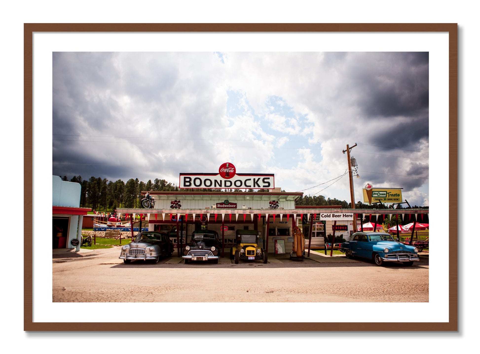 Framed photograph of Boondocks by Dylan Ozanich, Walnut frame, Borders