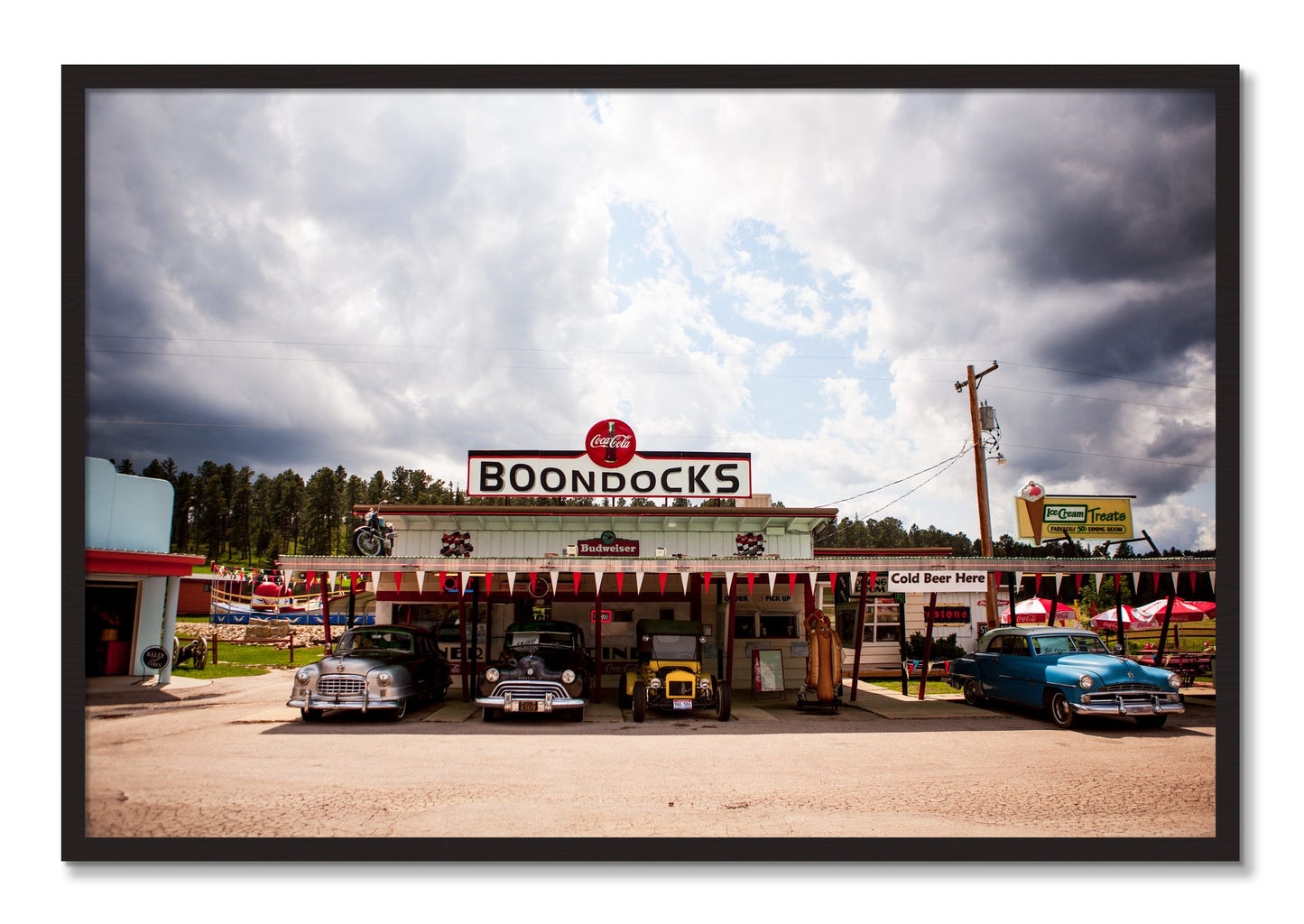 Framed photograph of Boondocks by Dylan Ozanich, Black Walnut frame, Full Bleed