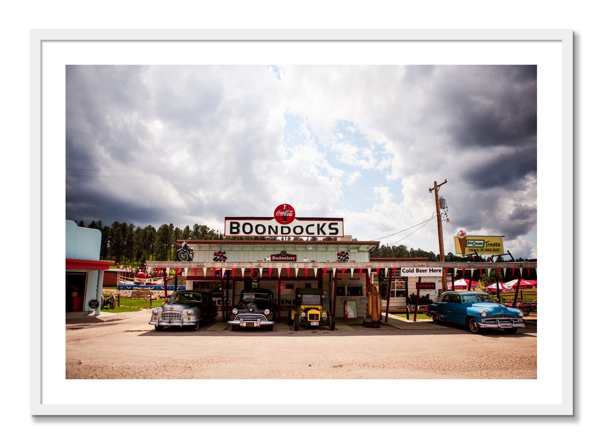 Framed photograph of Boondocks by Dylan Ozanich, White frame, Full Bleed