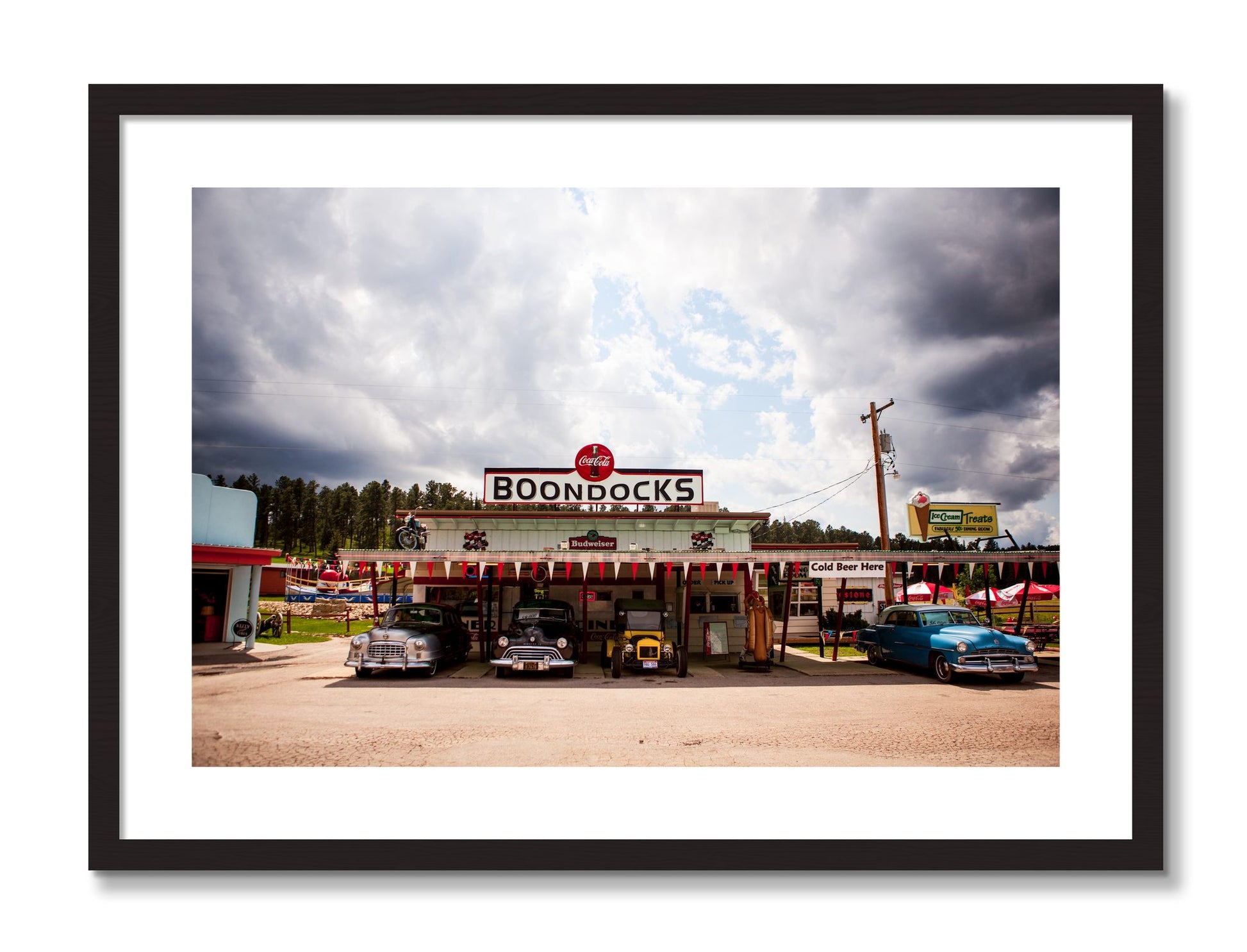 Framed photograph of Boondocks by Dylan Ozanich, Black frame, Borders