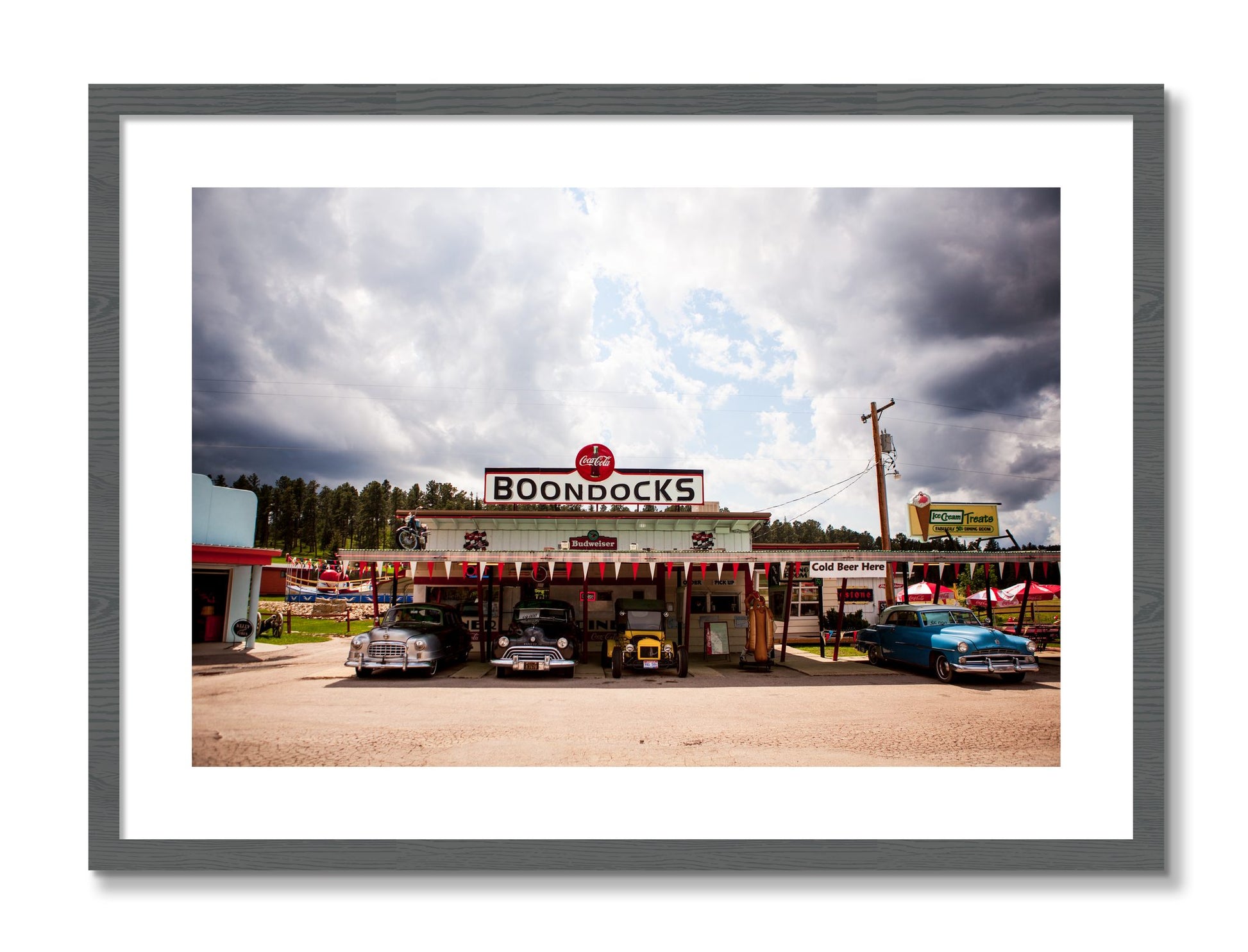 Framed photograph of Boondocks by Dylan Ozanich, Grey frame, Borders