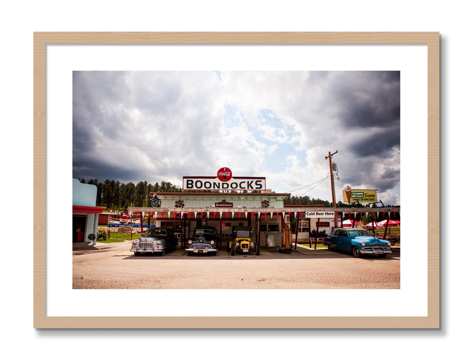 Framed photograph of Boondocks by Dylan Ozanich, Oak frame, Borders