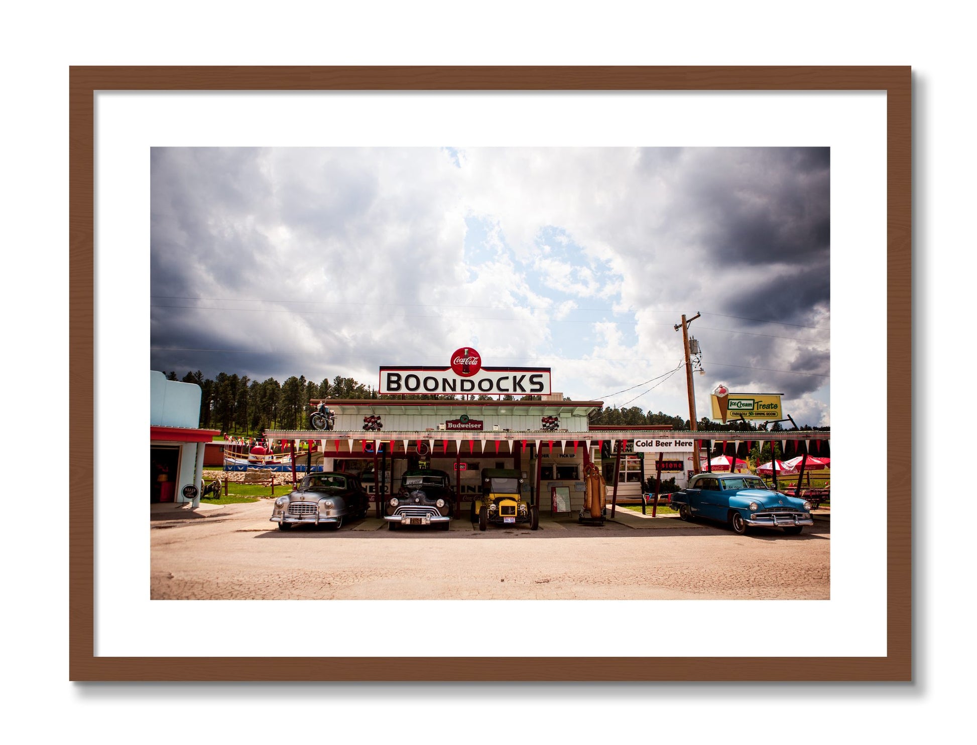 Framed photograph of Boondocks by Dylan Ozanich, Walnut frame, Borders