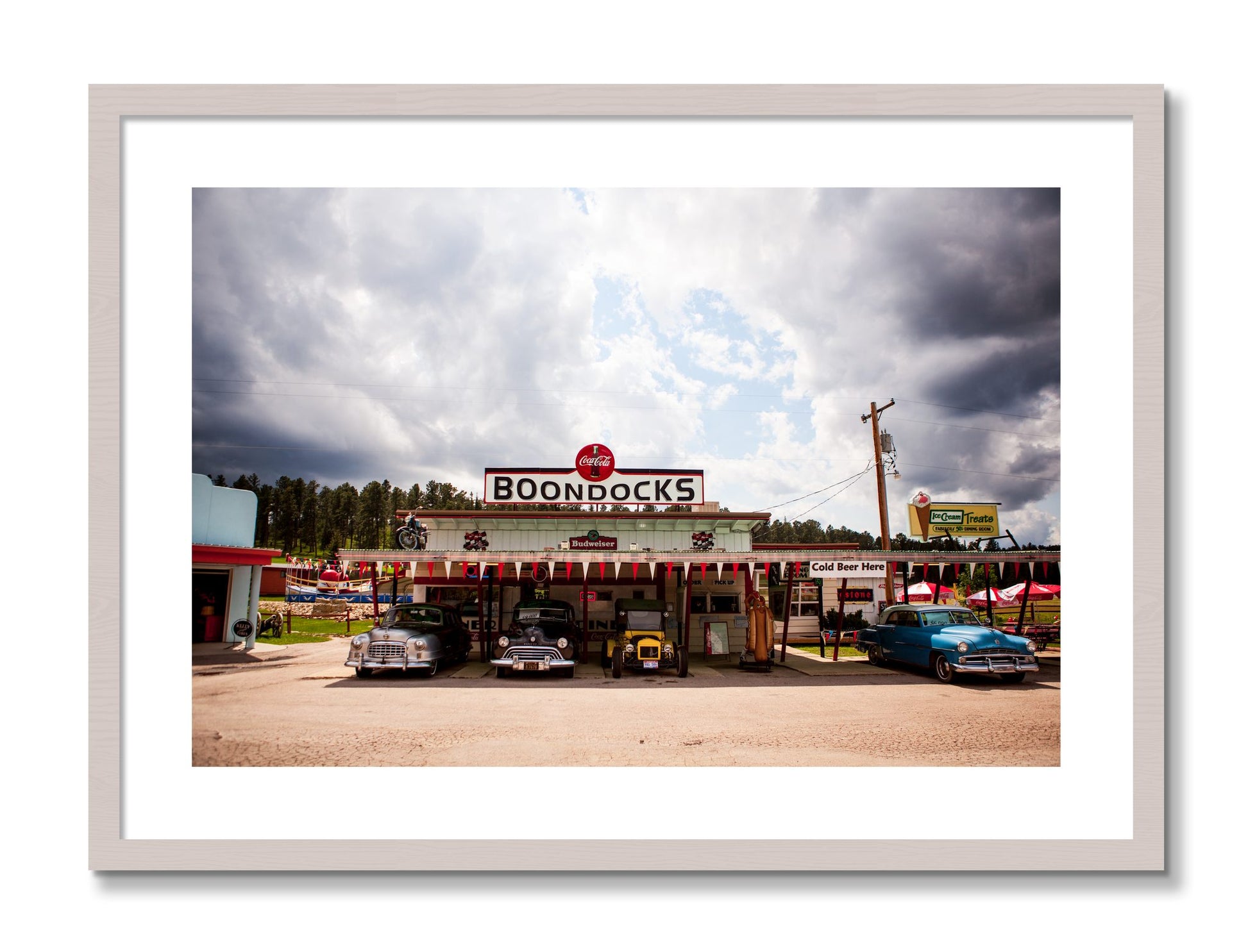 Framed photograph of Boondocks by Dylan Ozanich, White Maple frame, Borders