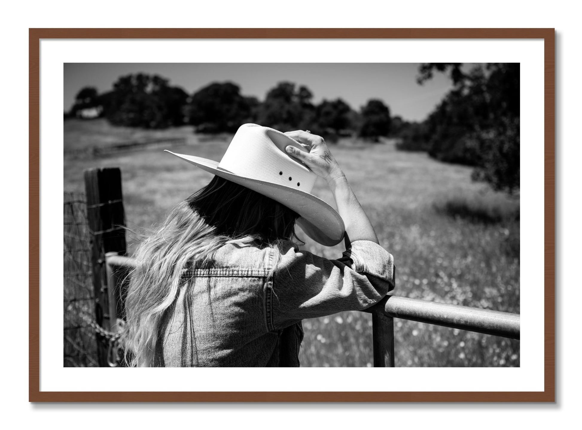 Framed photograph of Branded by Dylan Ozanich, Walnut frame, Borders