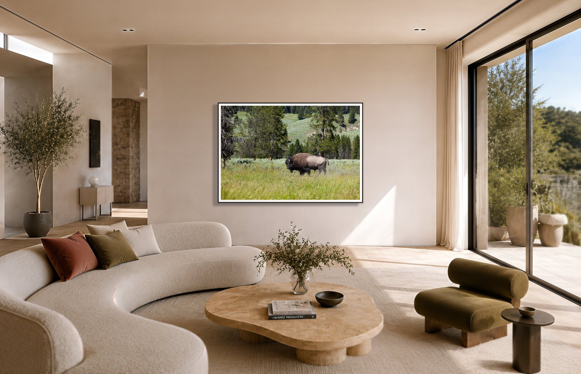 Framed photograph of Buffalo by Dylan Ozanich displayed on a wall