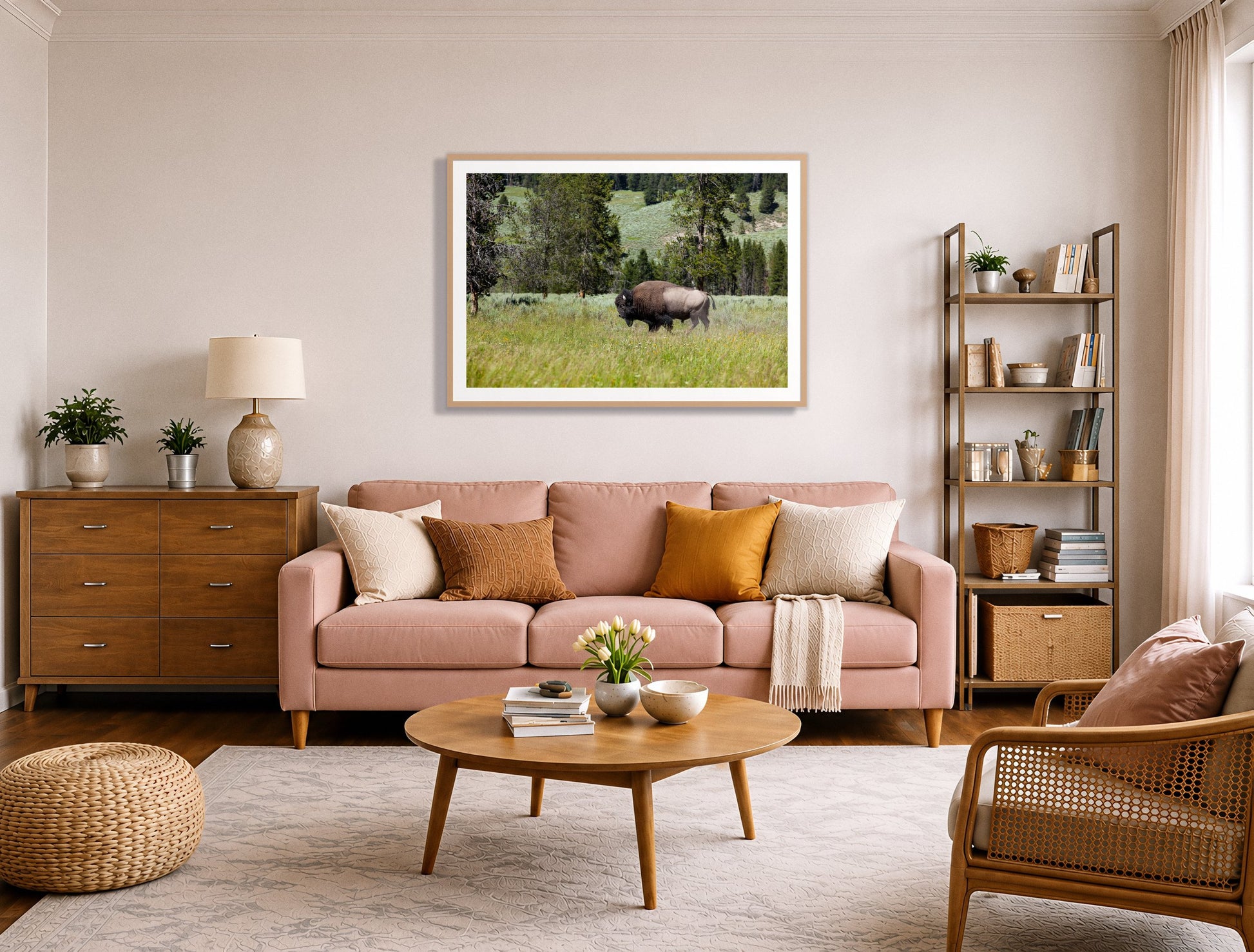 Framed photograph of Buffalo by Dylan Ozanich displayed on a wall