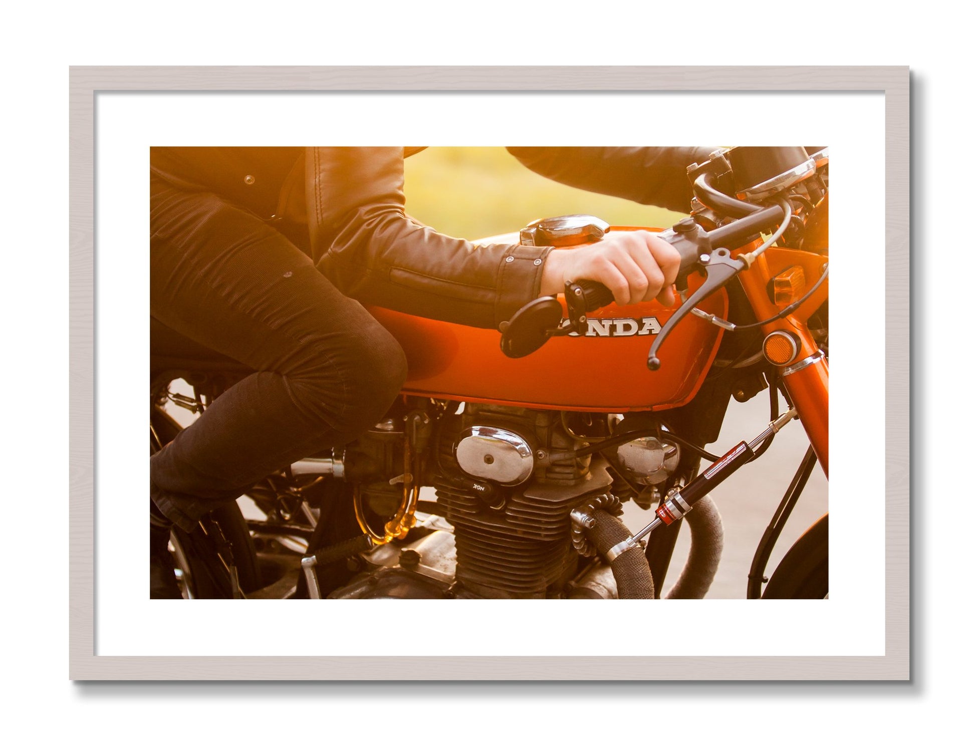 Framed photograph of Cafe Costa by Dylan Ozanich, White Maple frame, Borders