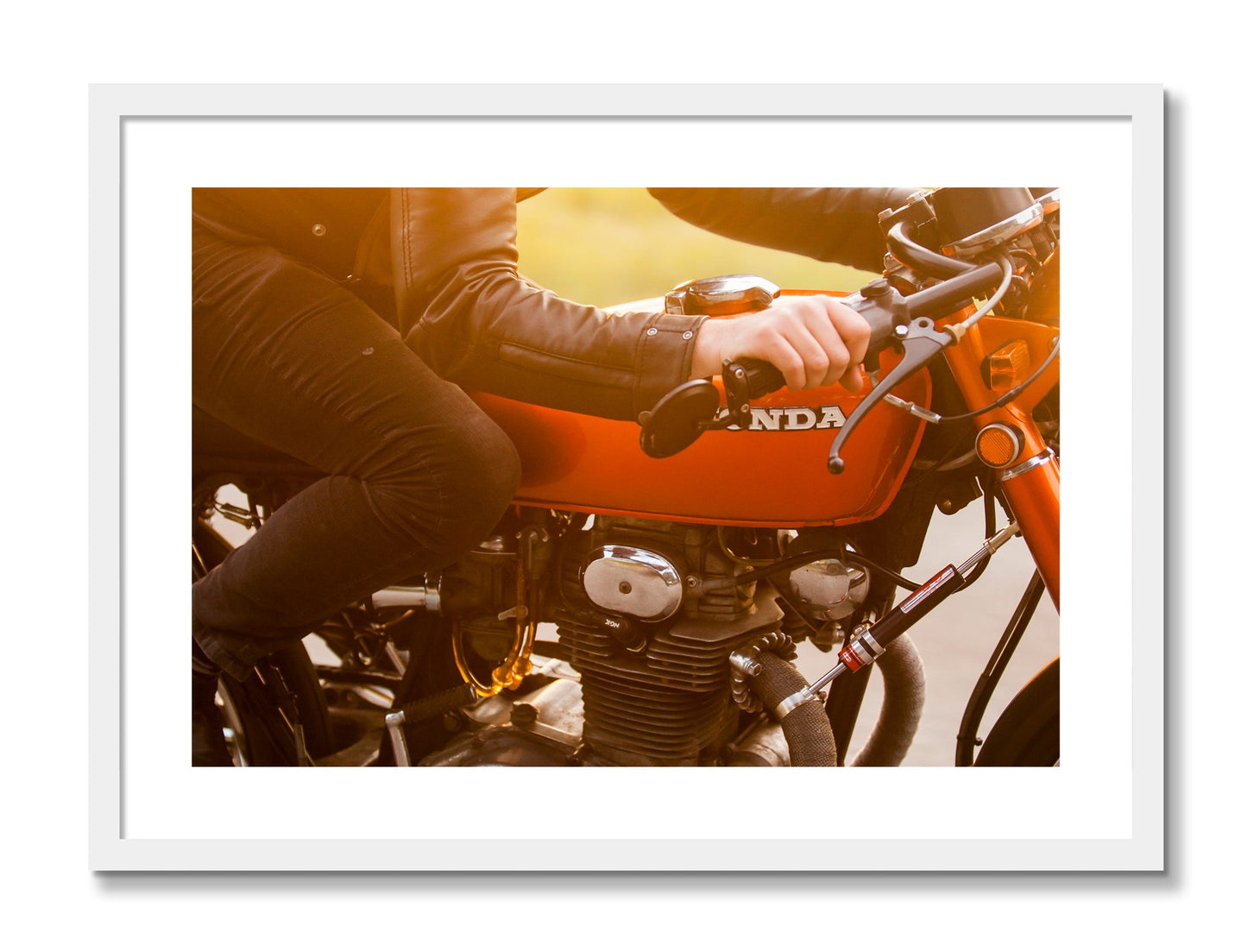 Framed photograph of Cafe Costa by Dylan Ozanich, White frame, Borders