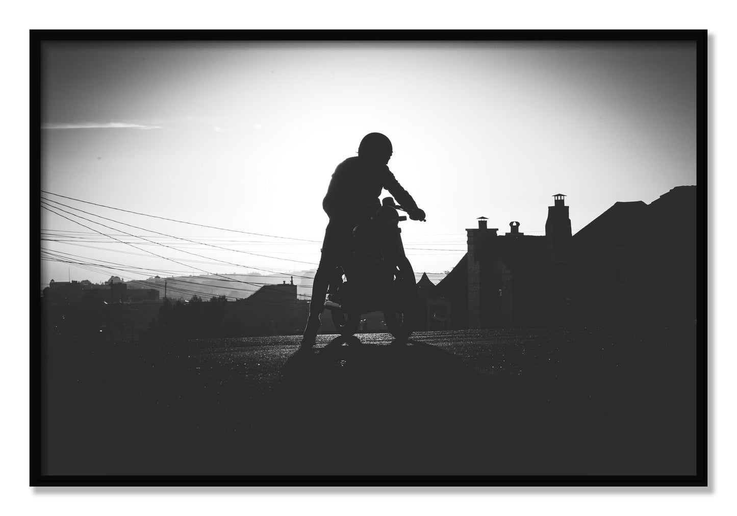 Framed photograph of Cafe Racer by Dylan Ozanich, Black frame, Full Bleed