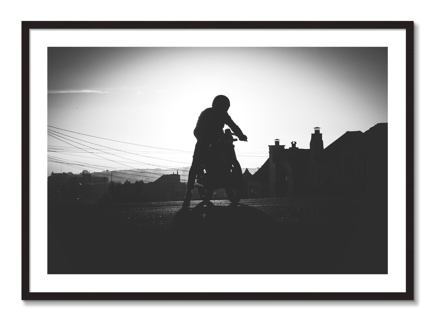 Framed photograph of Cafe Racer by Dylan Ozanich, Black Walnut frame, Borders