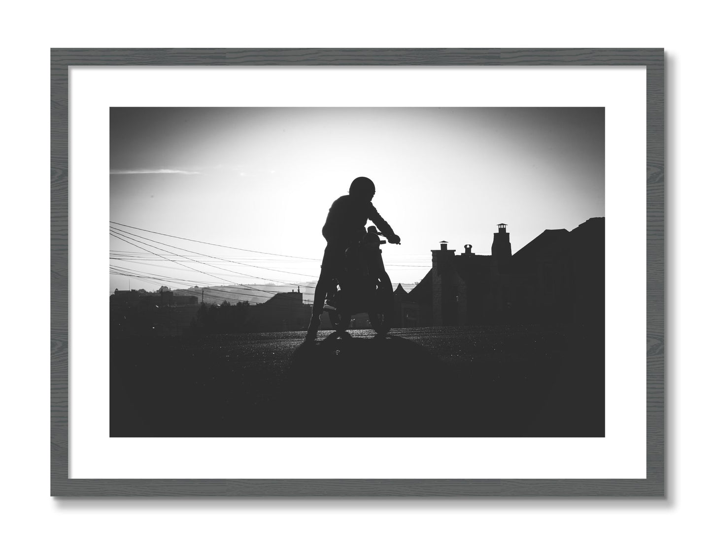 Framed photograph of Cafe Racer by Dylan Ozanich, Grey frame, Borders