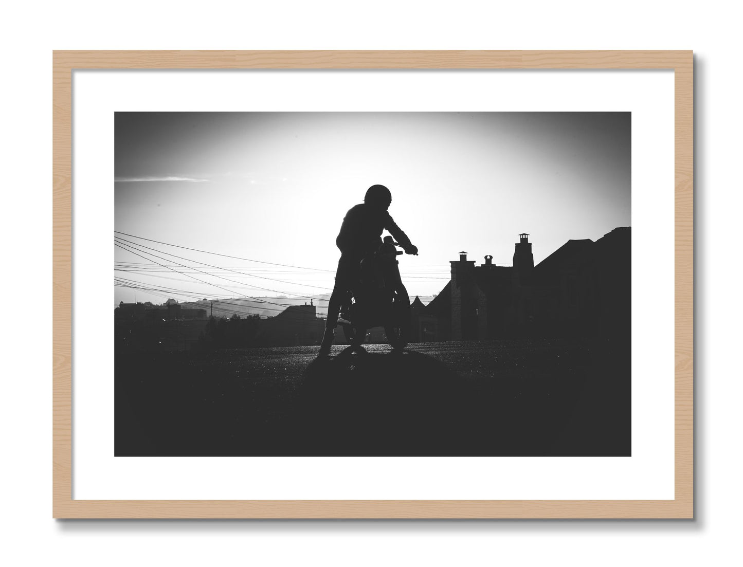 Framed photograph of Cafe Racer by Dylan Ozanich, Oak frame, Borders
