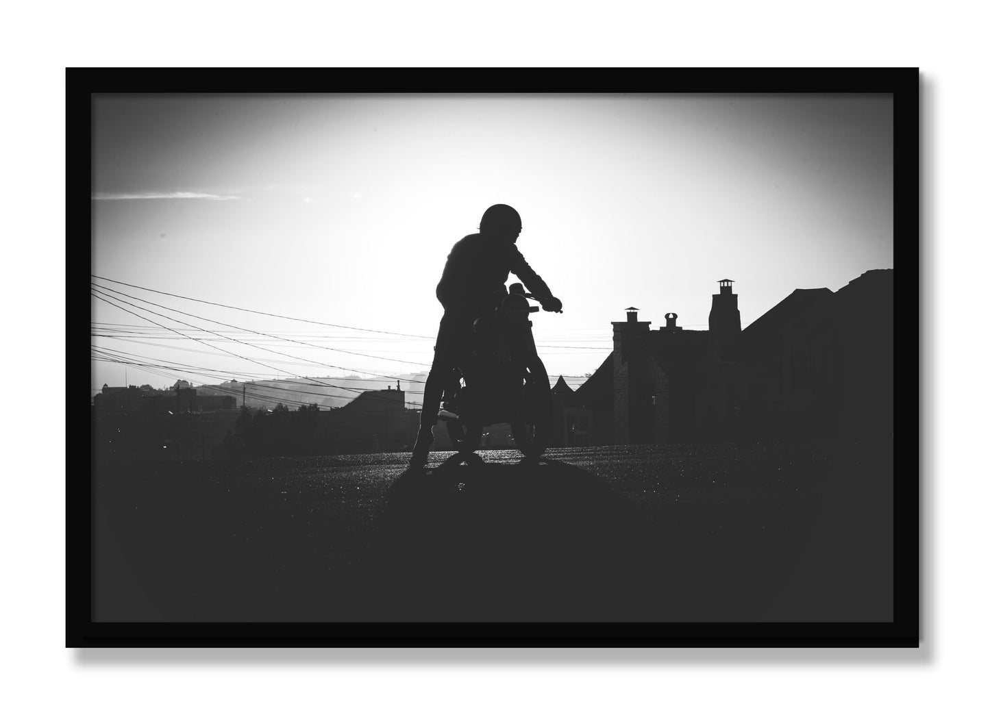Framed photograph of Cafe Racer by Dylan Ozanich, Black frame, Full Bleed