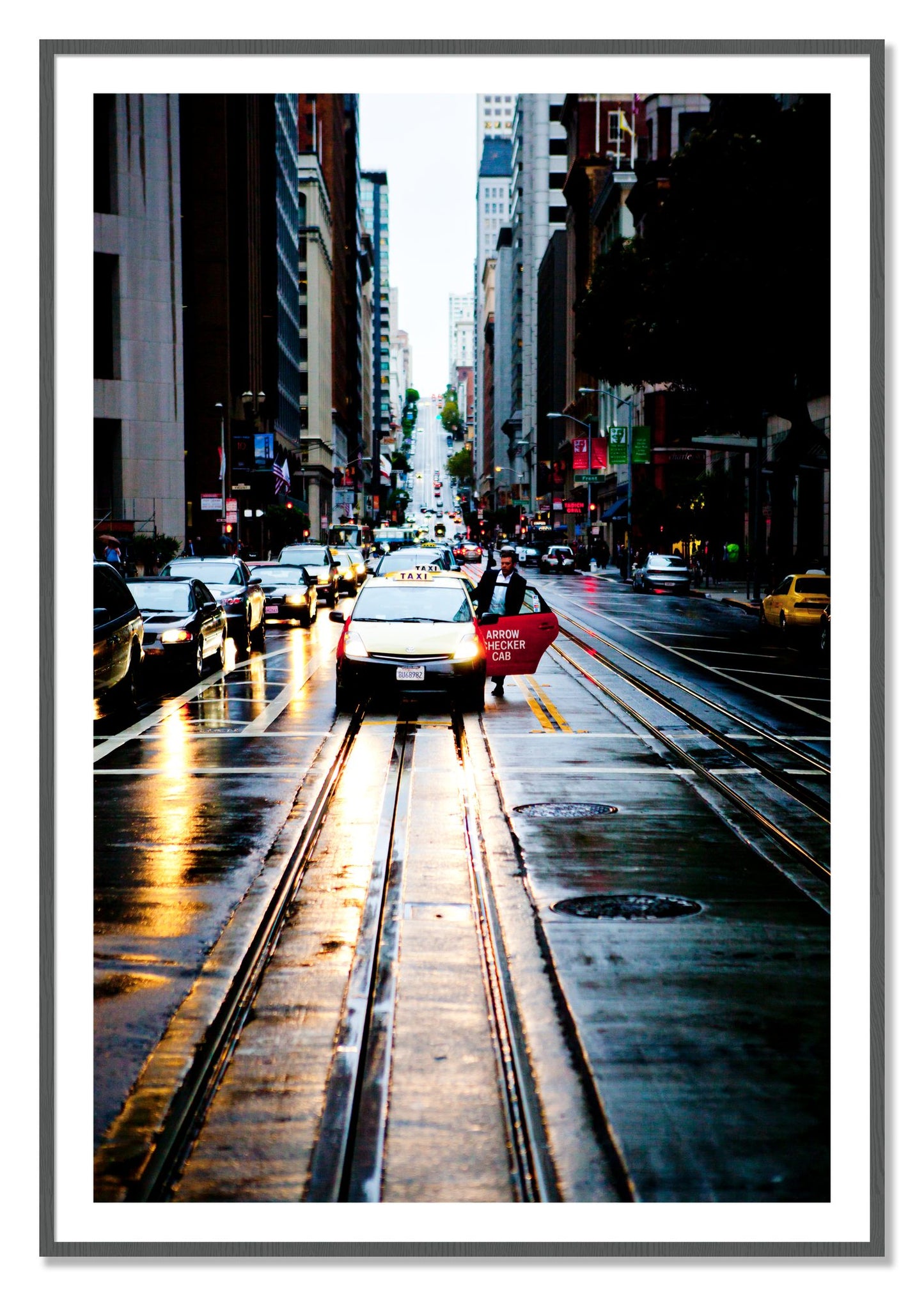 Framed photograph of Californa Street by Dylan Ozanich, Grey frame, Borders