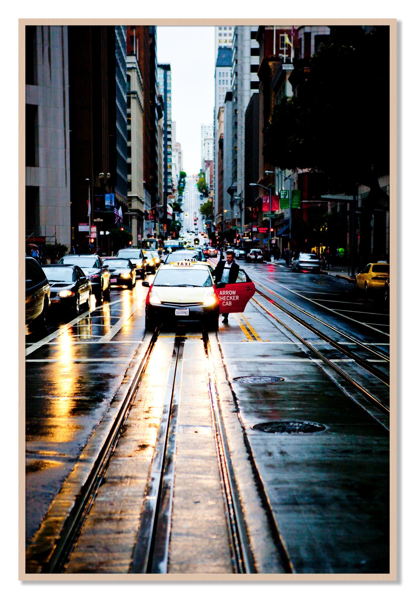 Framed photograph of Californa Street by Dylan Ozanich, Maple frame, Full Bleed