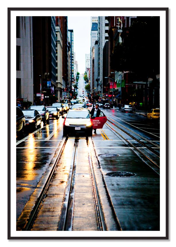Framed photograph of Californa Street by Dylan Ozanich, Black Walnut frame, Borders