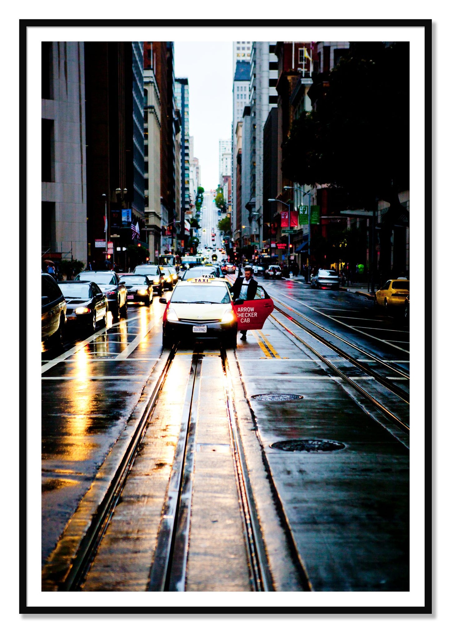 Framed photograph of Californa Street by Dylan Ozanich, Black frame, Borders