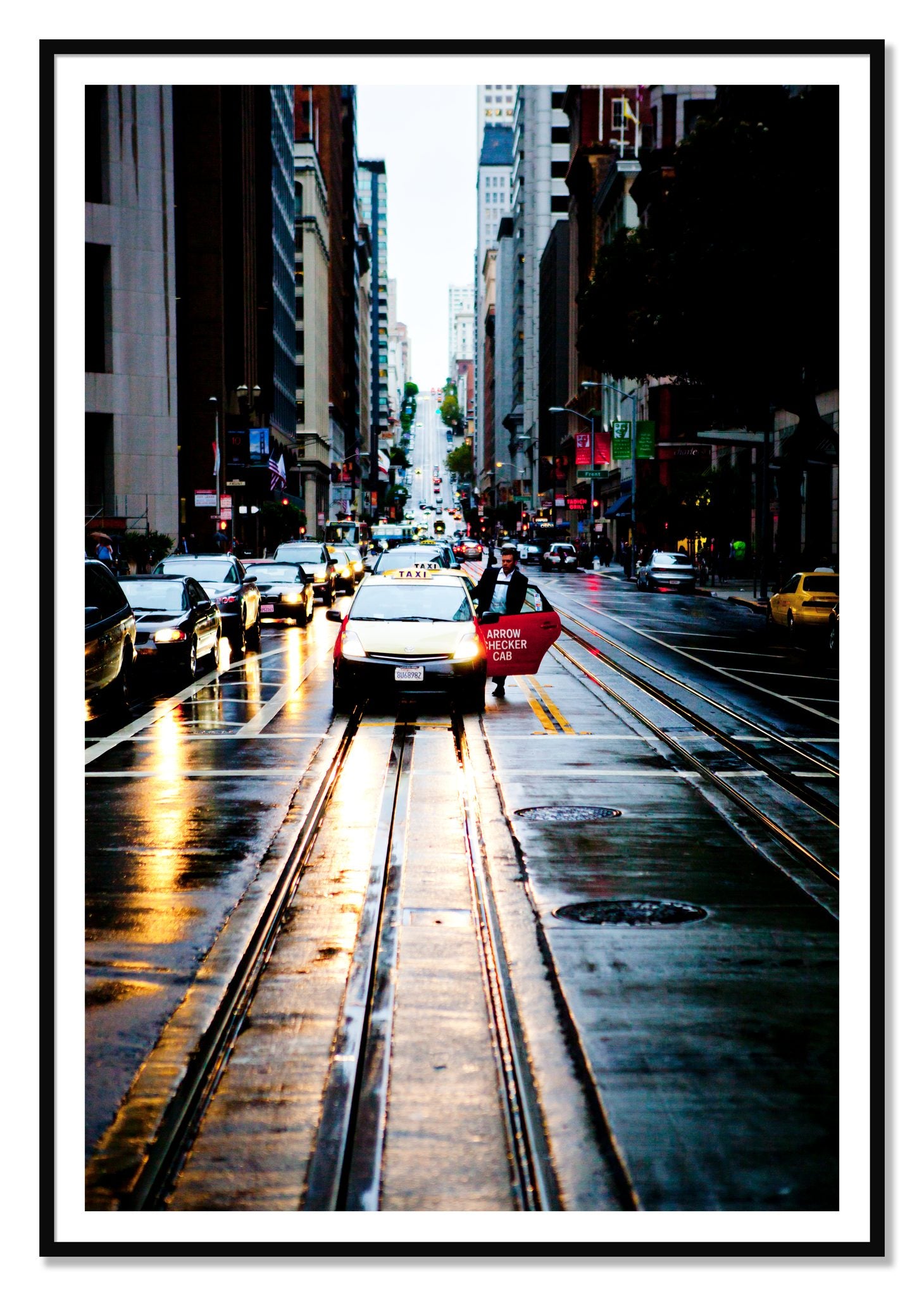 Framed photograph of Californa Street by Dylan Ozanich, Black frame, Borders