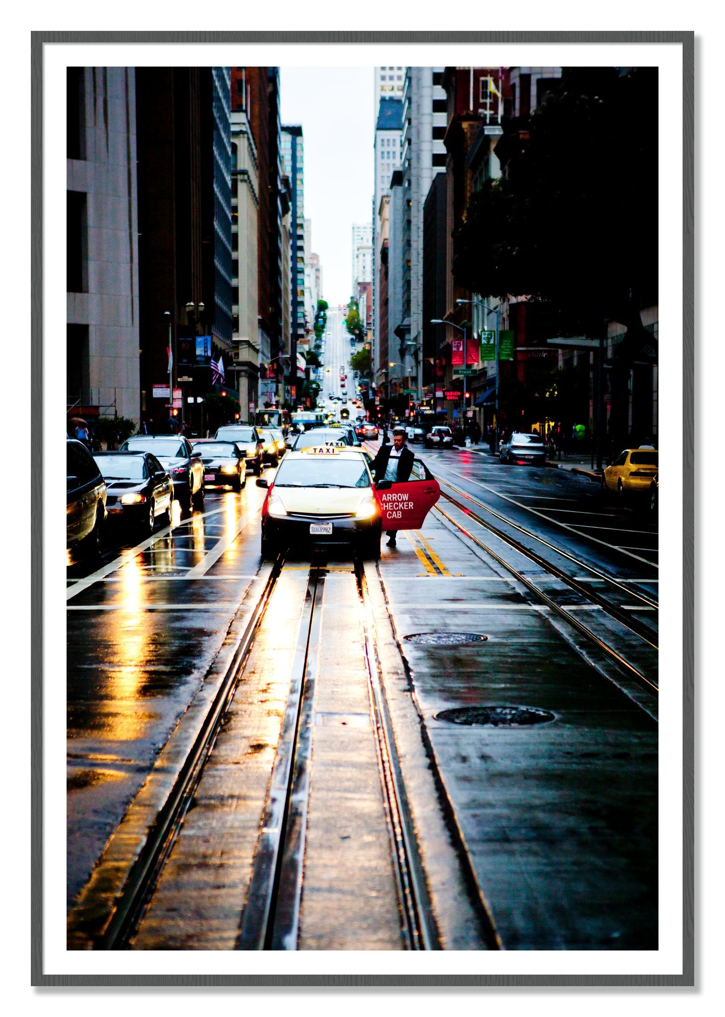 Framed photograph of Californa Street by Dylan Ozanich, Grey frame, Borders