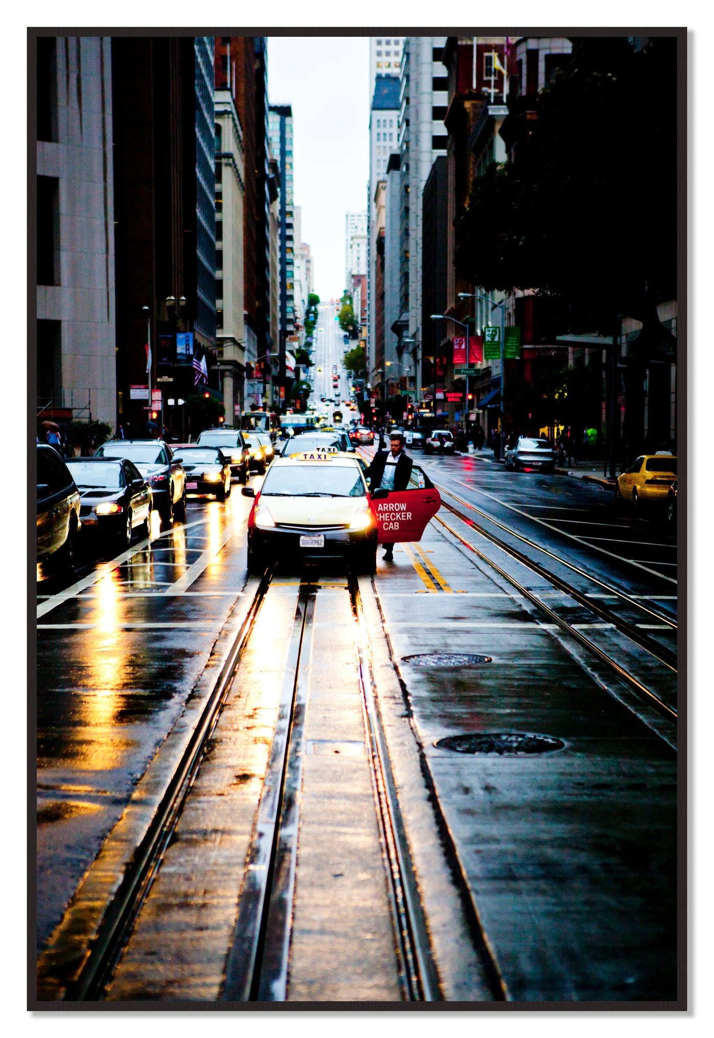 Framed photograph of Californa Street by Dylan Ozanich, Black Walnut frame, Full Bleed