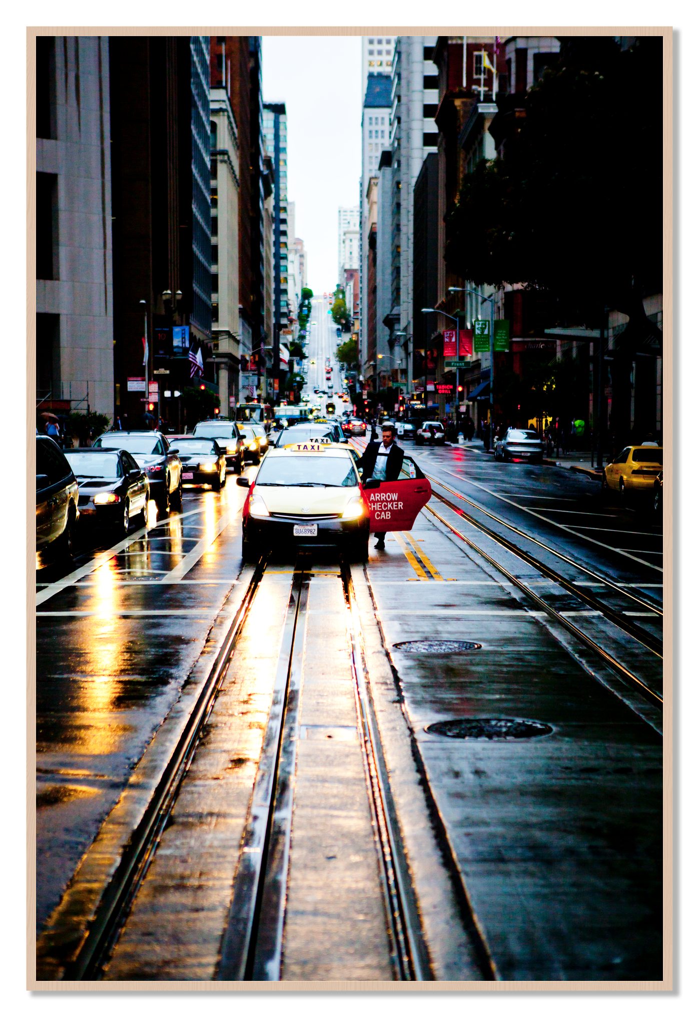 Framed photograph of Californa Street by Dylan Ozanich, Maple frame, Full Bleed