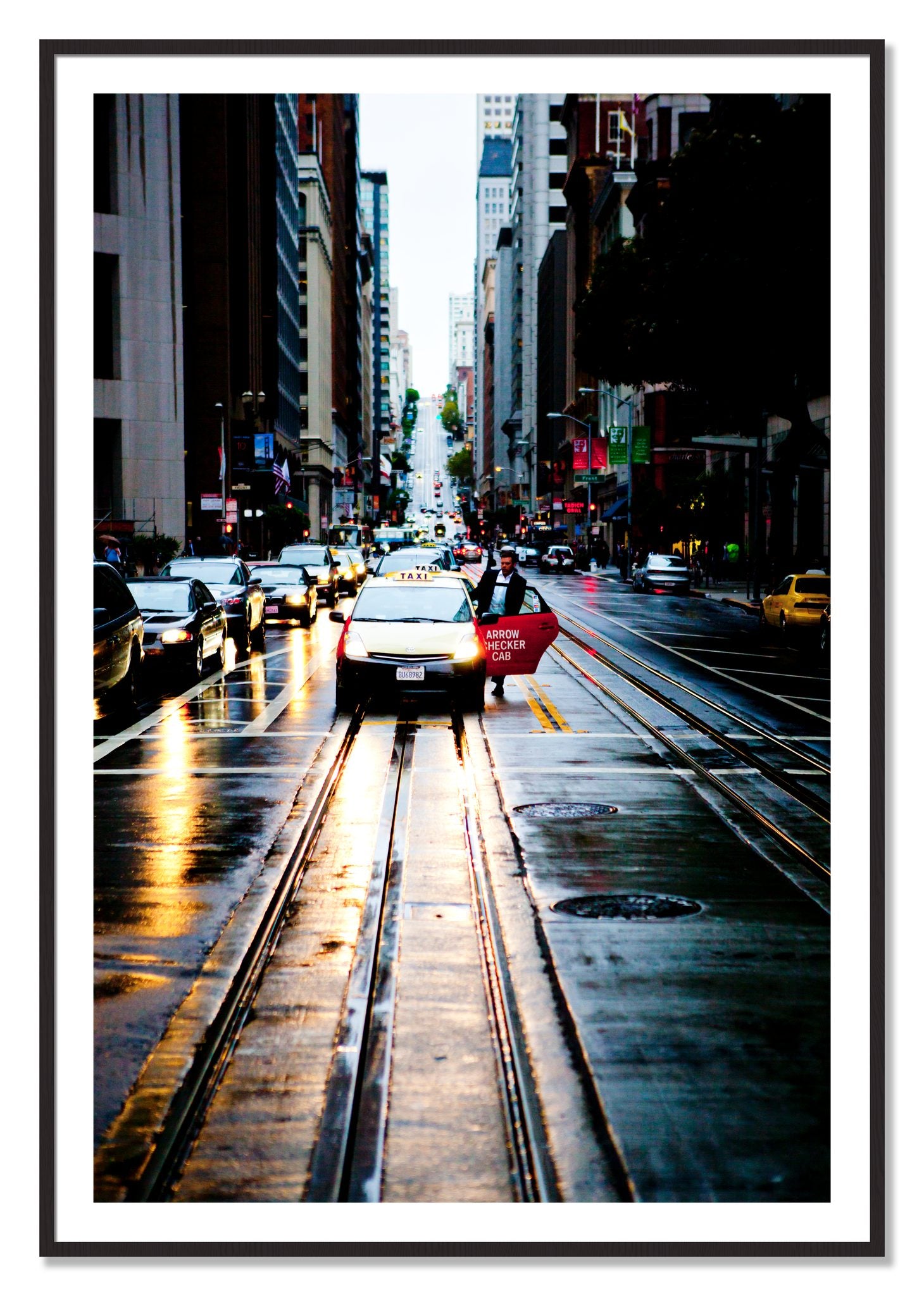Framed photograph of Californa Street by Dylan Ozanich, Black Walnut frame, Borders