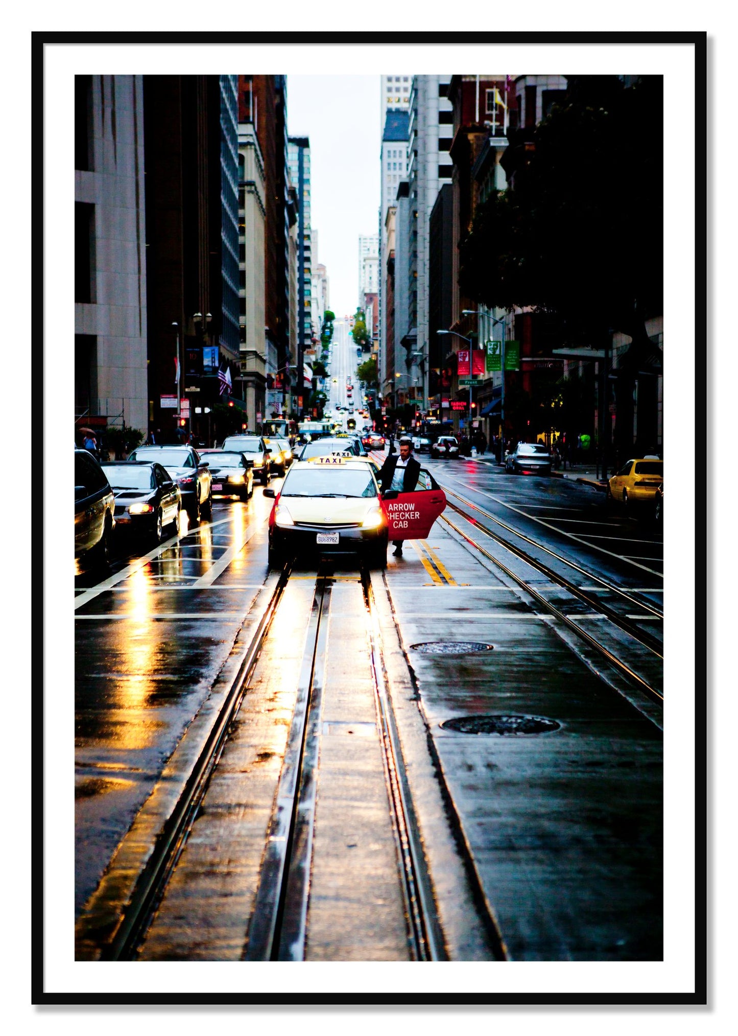 Framed photograph of Californa Street by Dylan Ozanich, Black frame, Borders