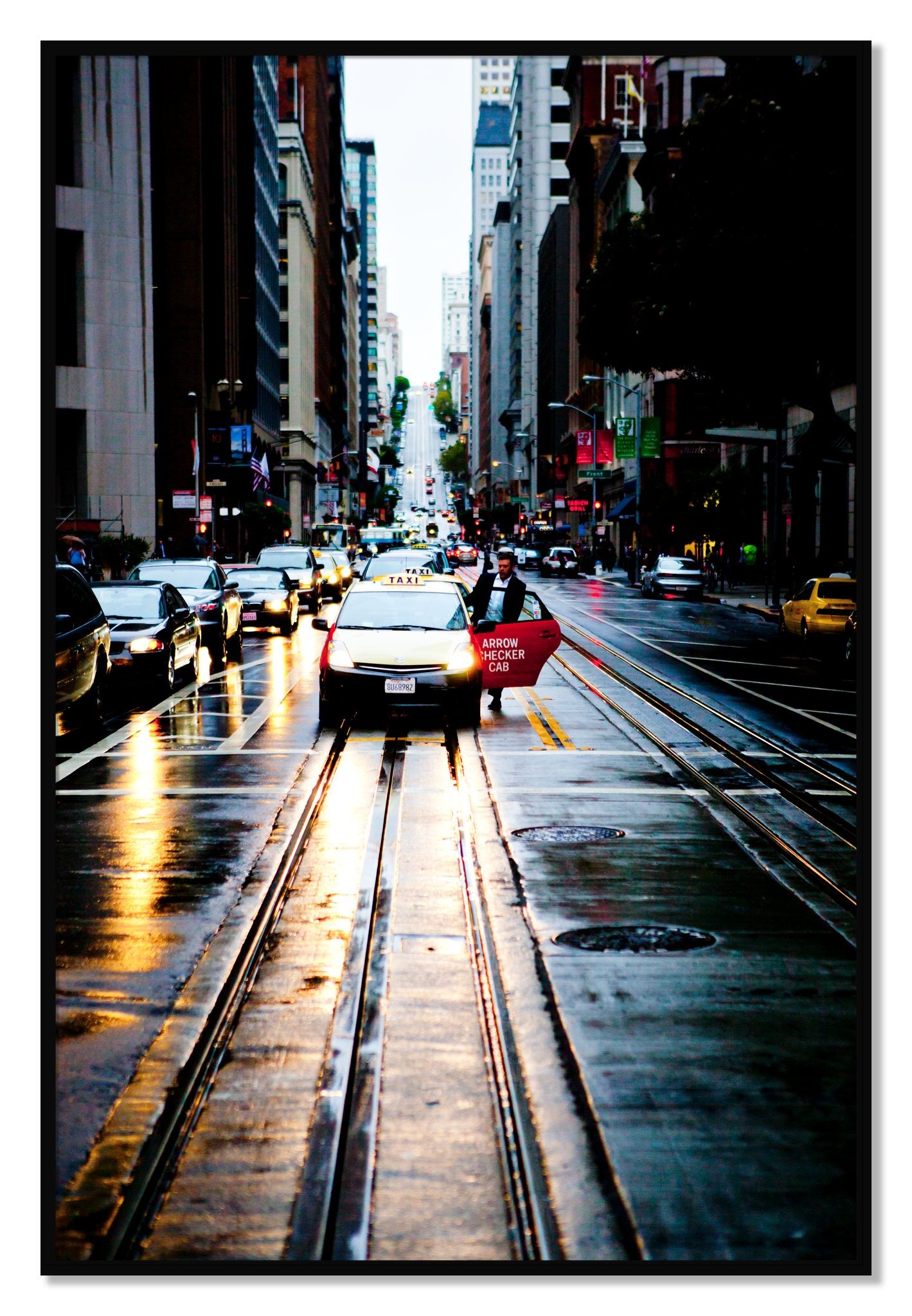Framed photograph of Californa Street by Dylan Ozanich, Black frame, Full Bleed
