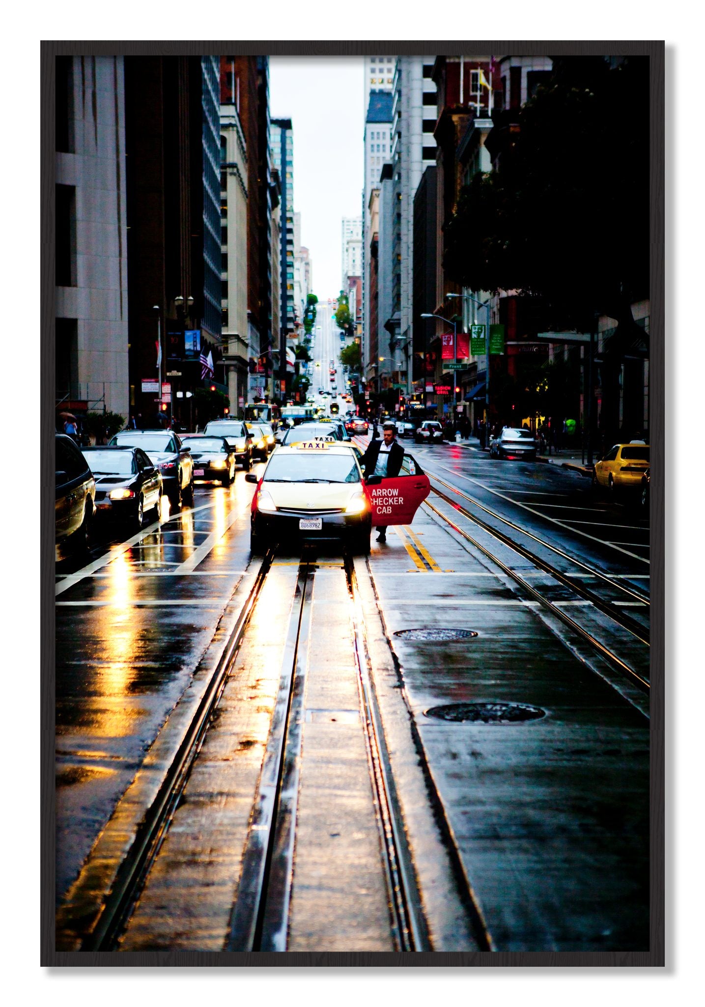 Framed photograph of Californa Street by Dylan Ozanich, Black Walnut frame, Full Bleed