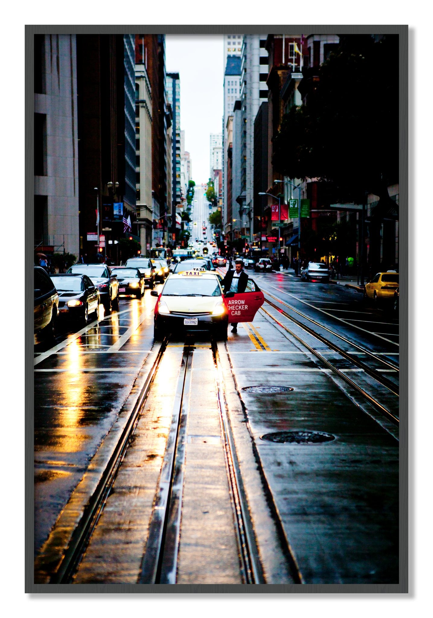 Framed photograph of Californa Street by Dylan Ozanich, Grey frame, Full Bleed