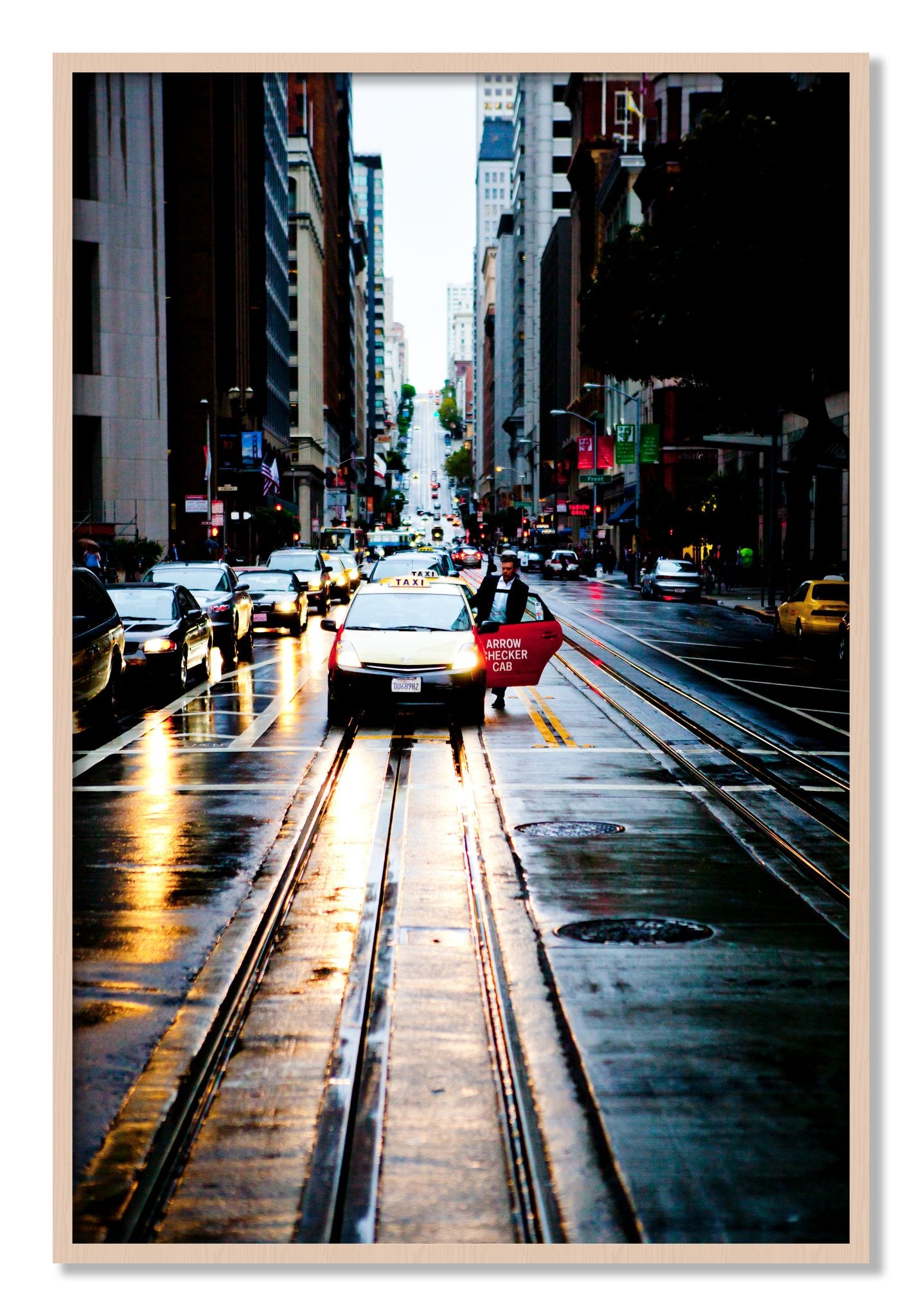 Framed photograph of Californa Street by Dylan Ozanich, Maple frame, Full Bleed