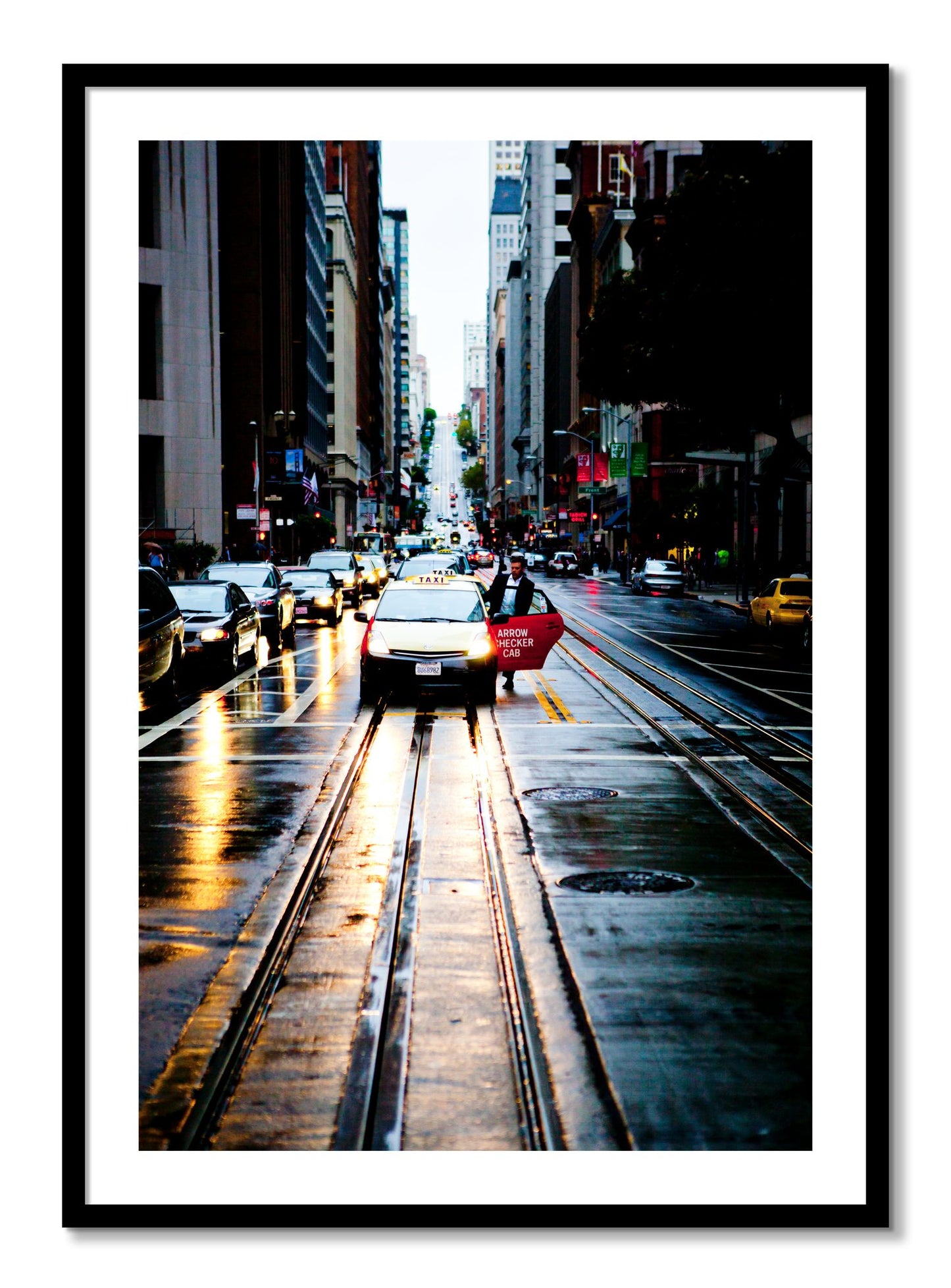 Framed photograph of Californa Street by Dylan Ozanich, Black frame, Borders