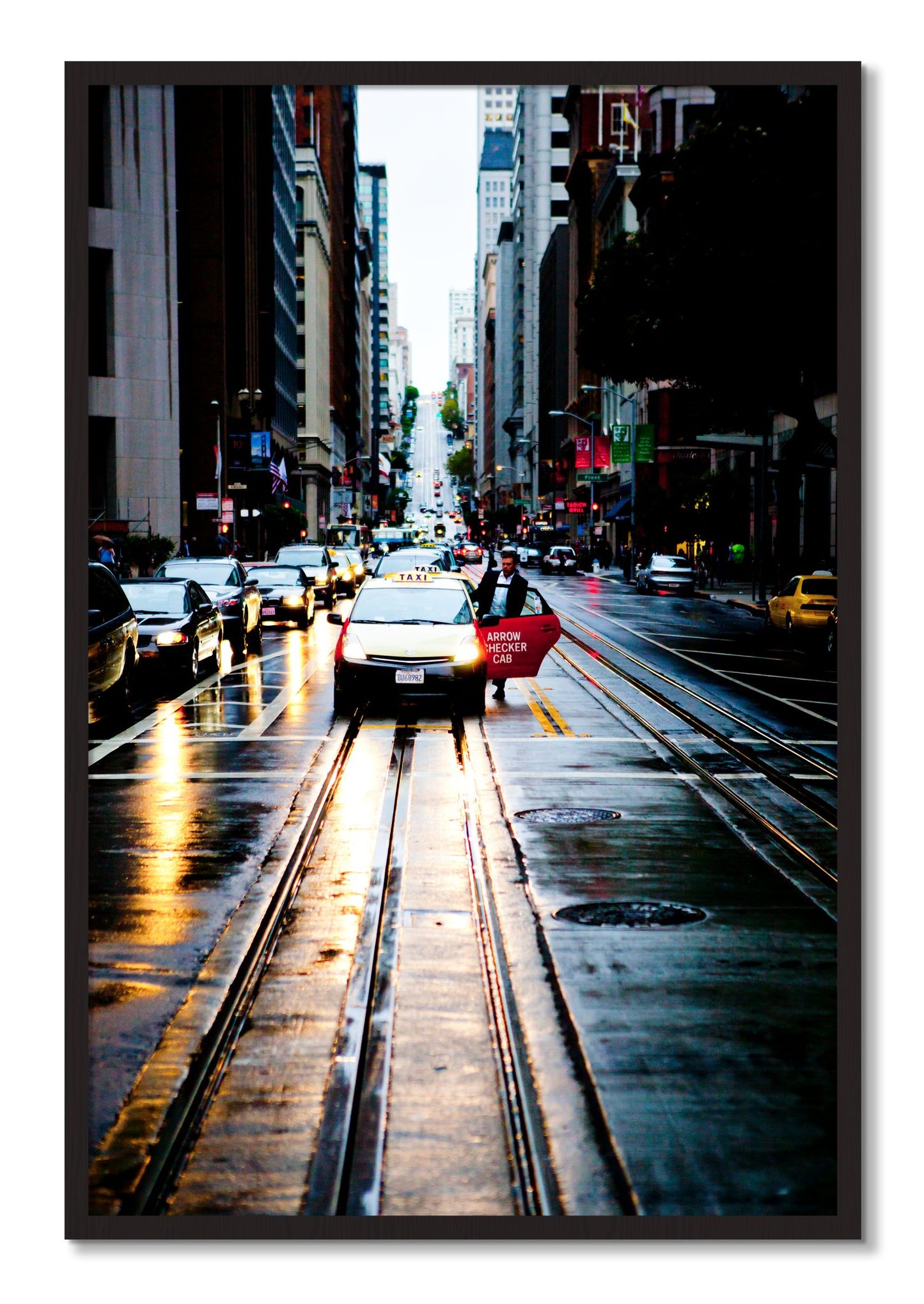Framed photograph of Californa Street by Dylan Ozanich, Black Walnut frame, Full Bleed