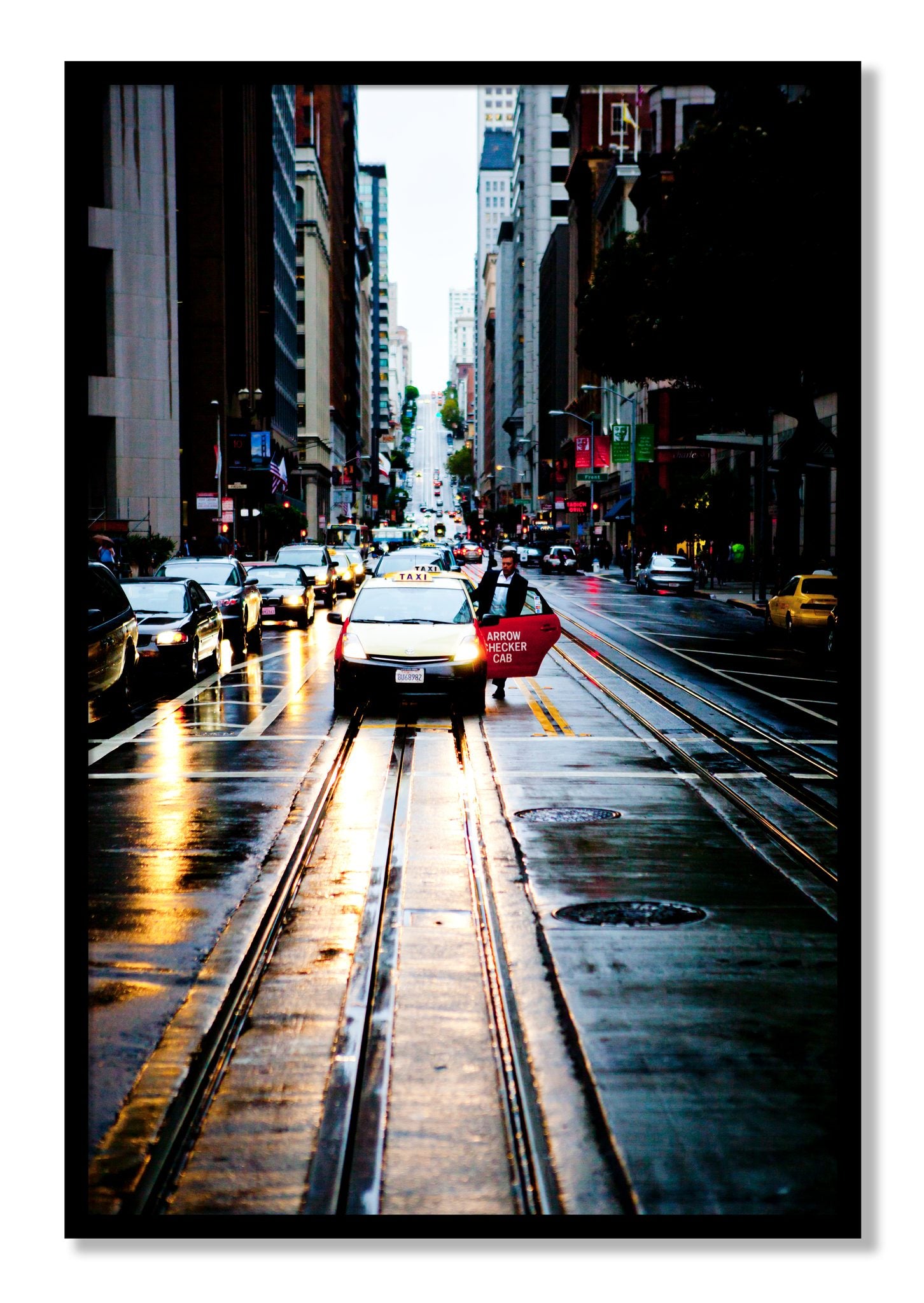 Framed photograph of Californa Street by Dylan Ozanich, Black frame, Full Bleed