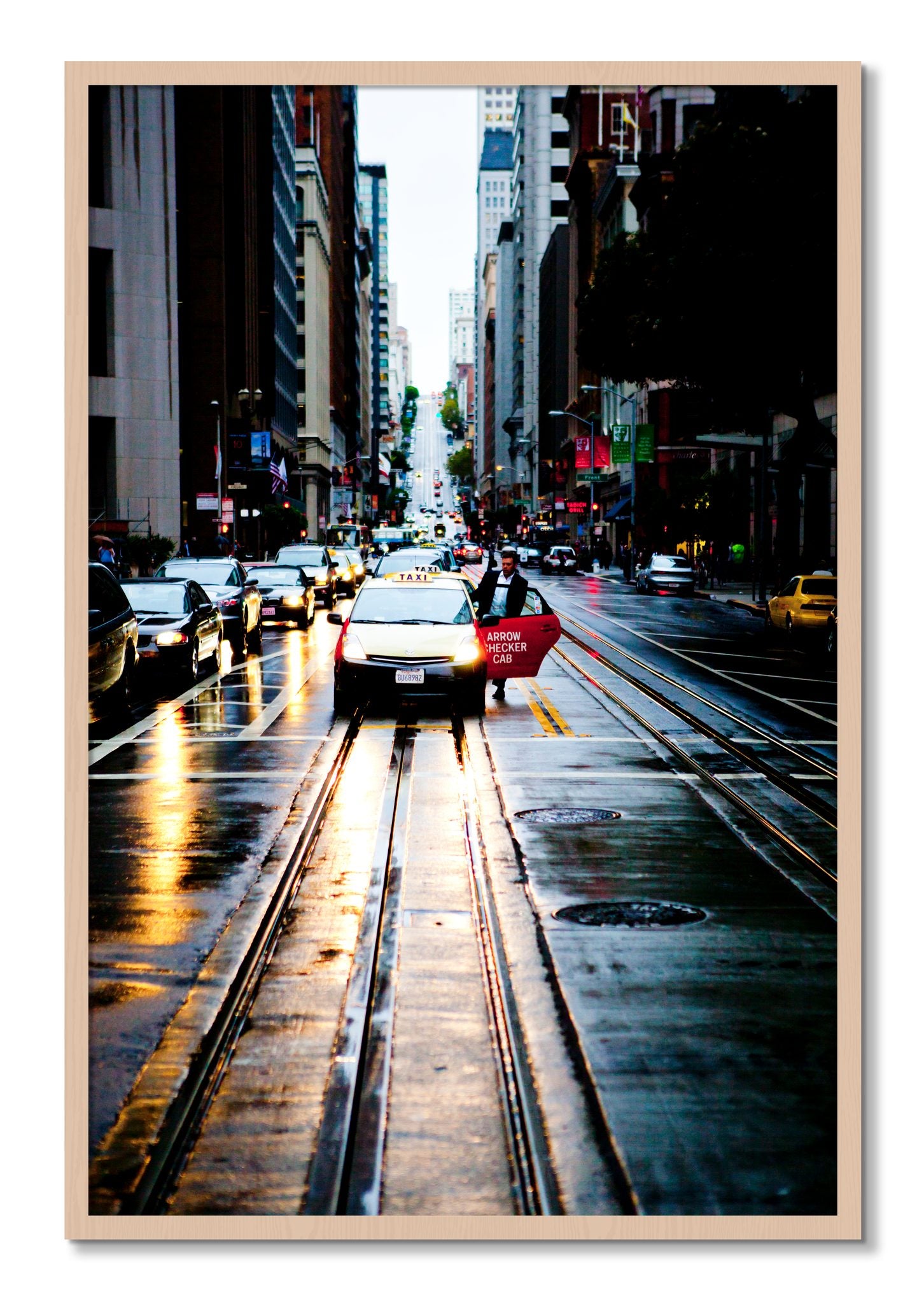 Framed photograph of Californa Street by Dylan Ozanich, Maple frame, Full Bleed