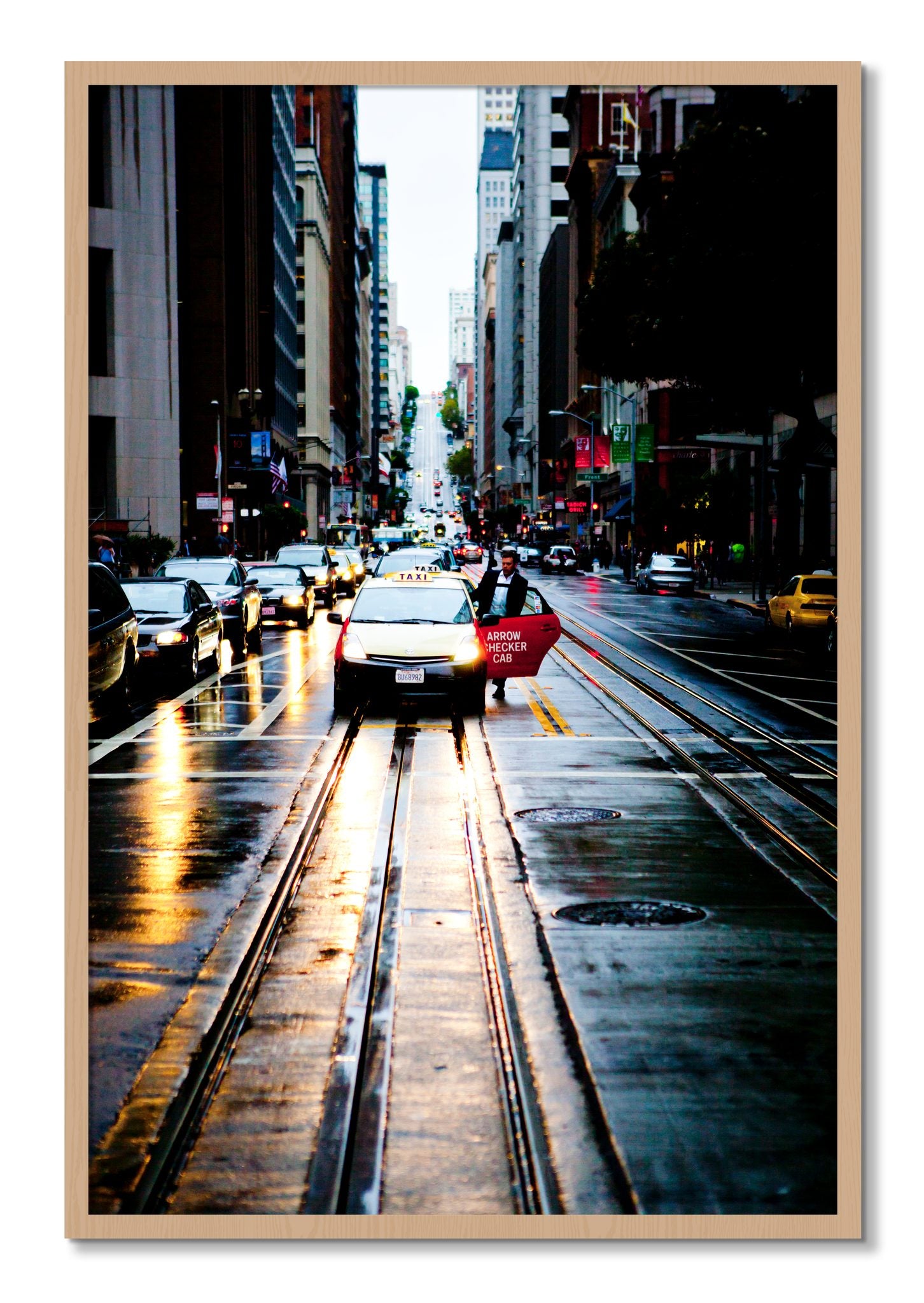 Framed photograph of Californa Street by Dylan Ozanich, Oak frame, Full Bleed