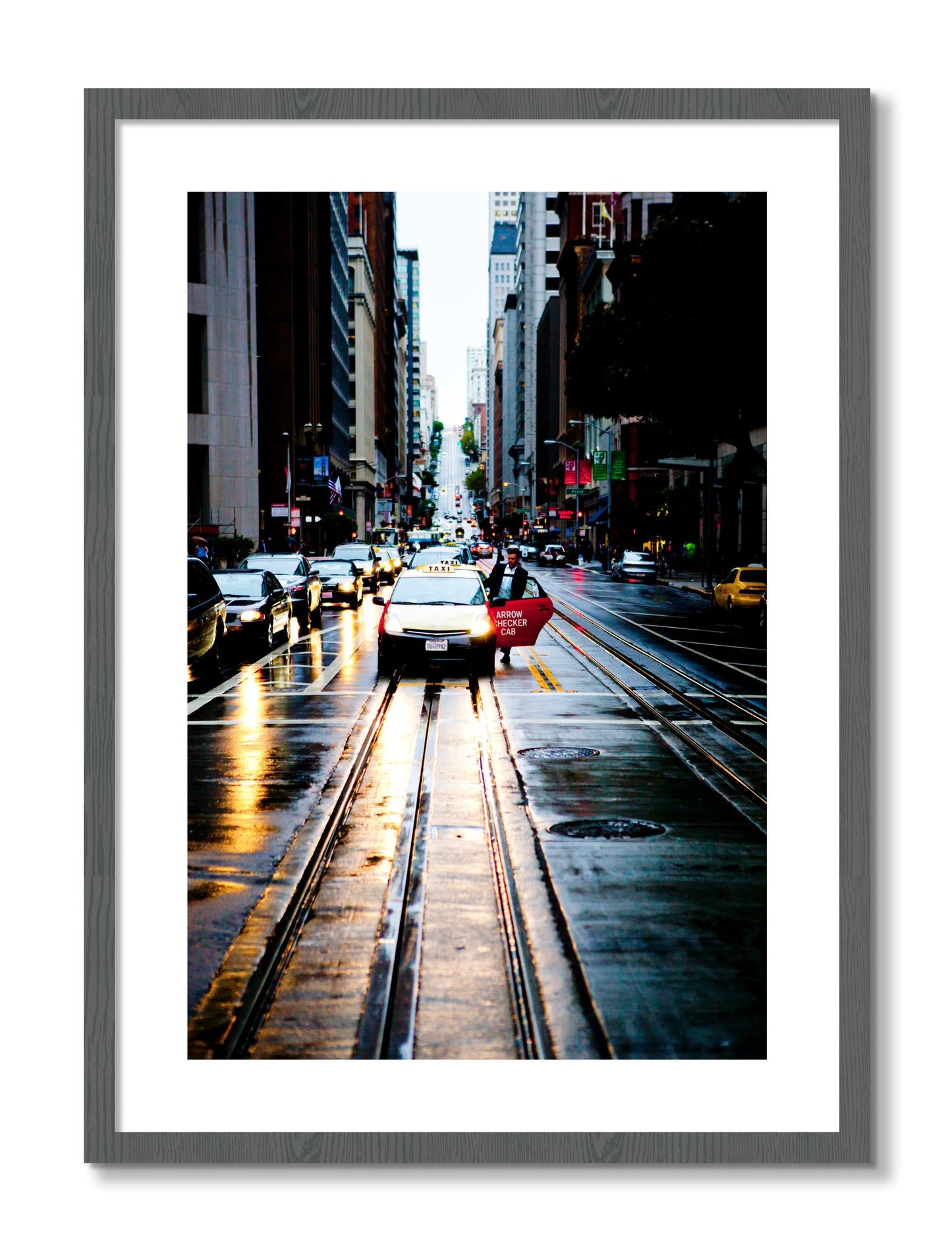 Framed photograph of Californa Street by Dylan Ozanich, Grey frame, Borders