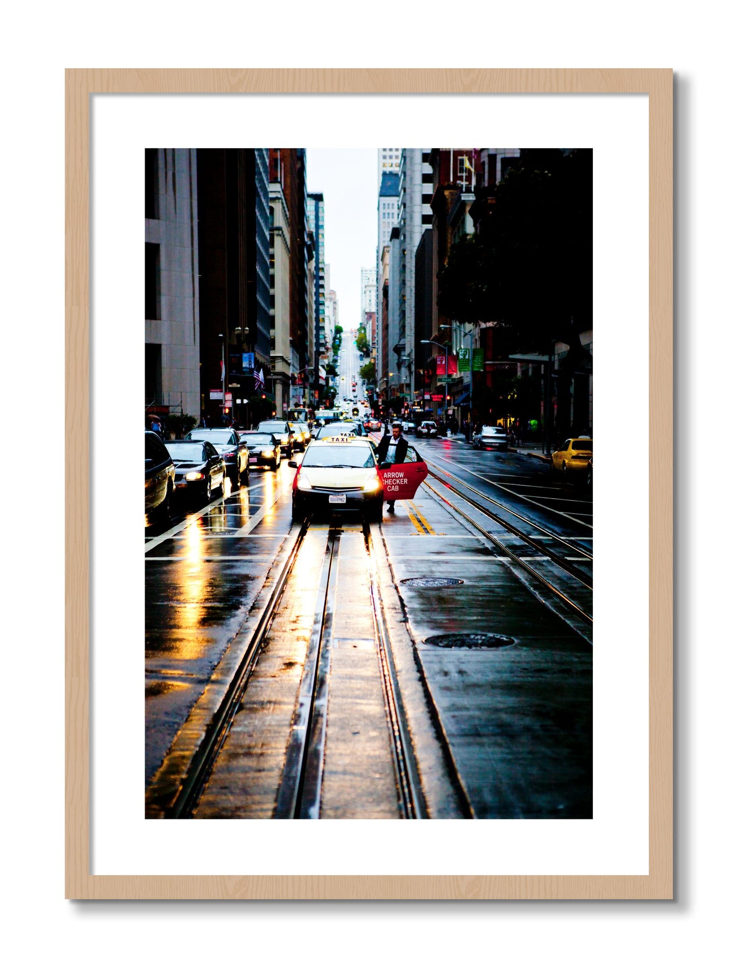 Framed photograph of Californa Street by Dylan Ozanich, Oak frame, Borders