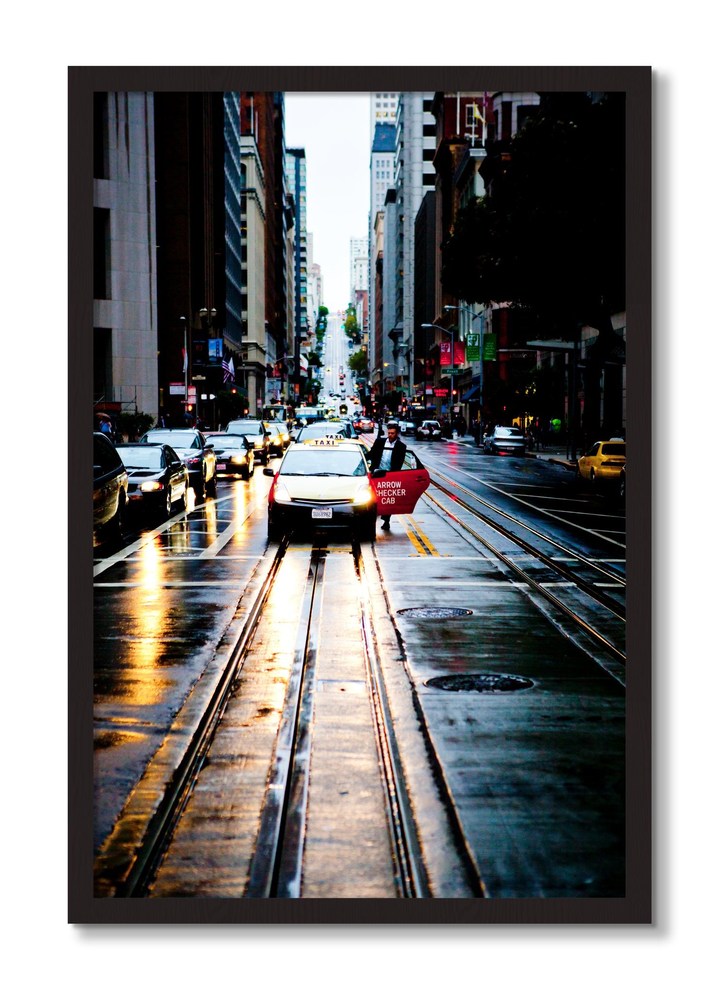 Framed photograph of Californa Street by Dylan Ozanich, Black Walnut frame, Full Bleed