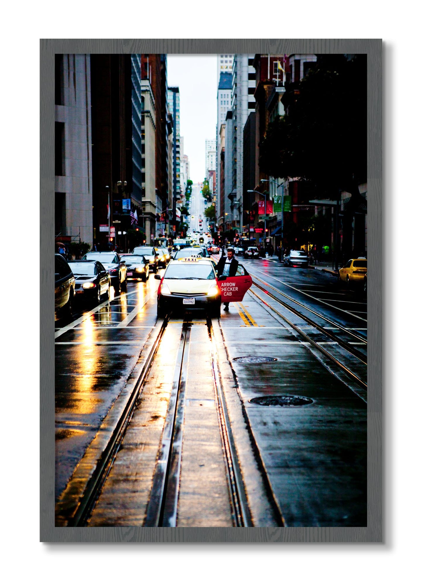 Framed photograph of Californa Street by Dylan Ozanich, Grey frame, Full Bleed