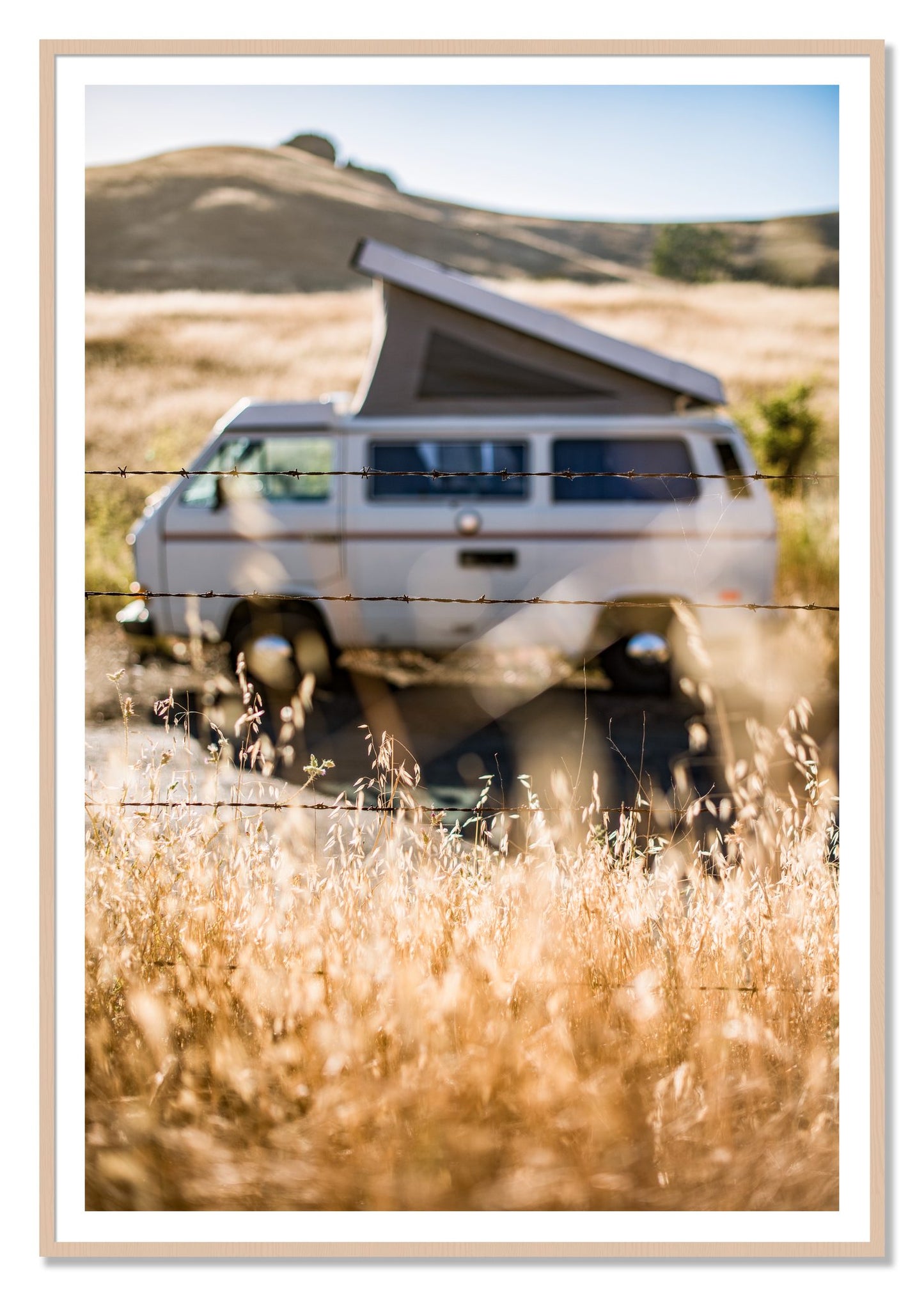 California Classic by Dylan Ozanich, 48×72 print with a White Border in a Maple frame