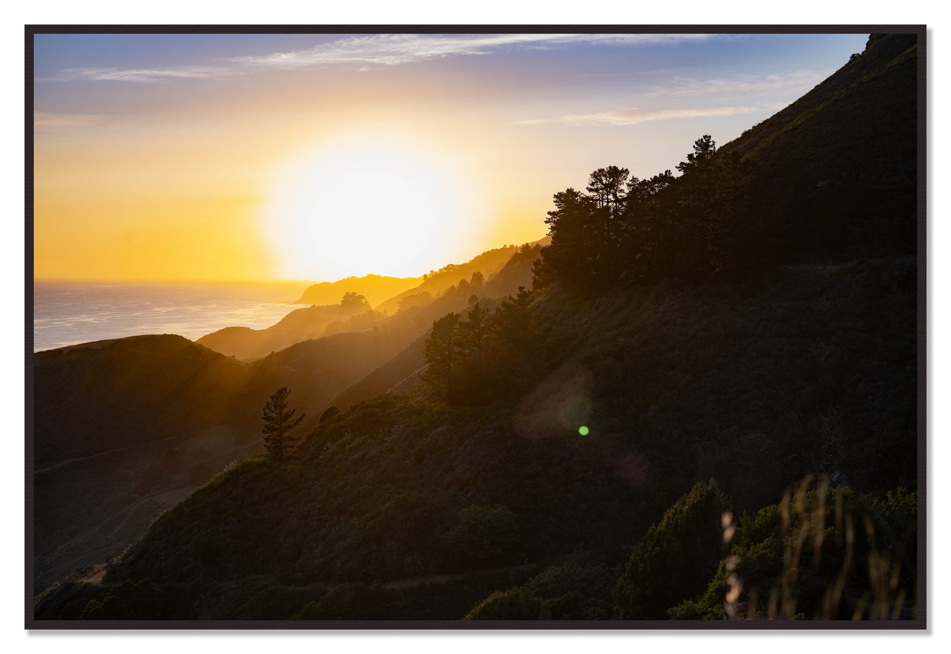 California Coastline by Dylan Ozanich, 48×72 Full Bleed Print in a Black Walnut frame