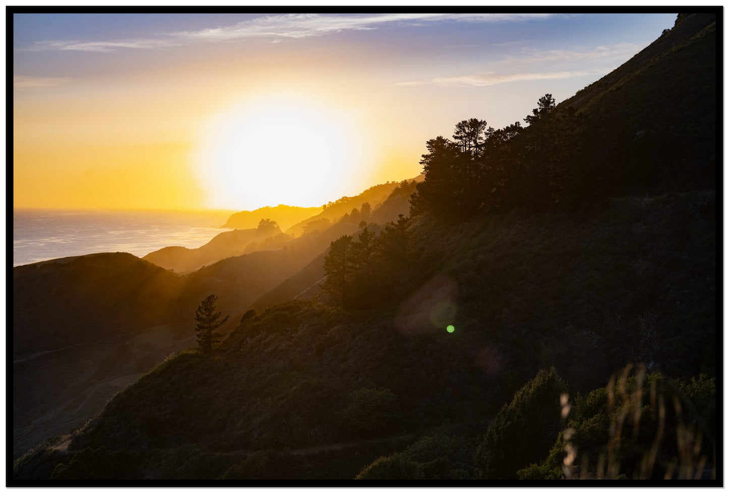 California Coastline by Dylan Ozanich, 48×72 Full Bleed Print in a Black frame