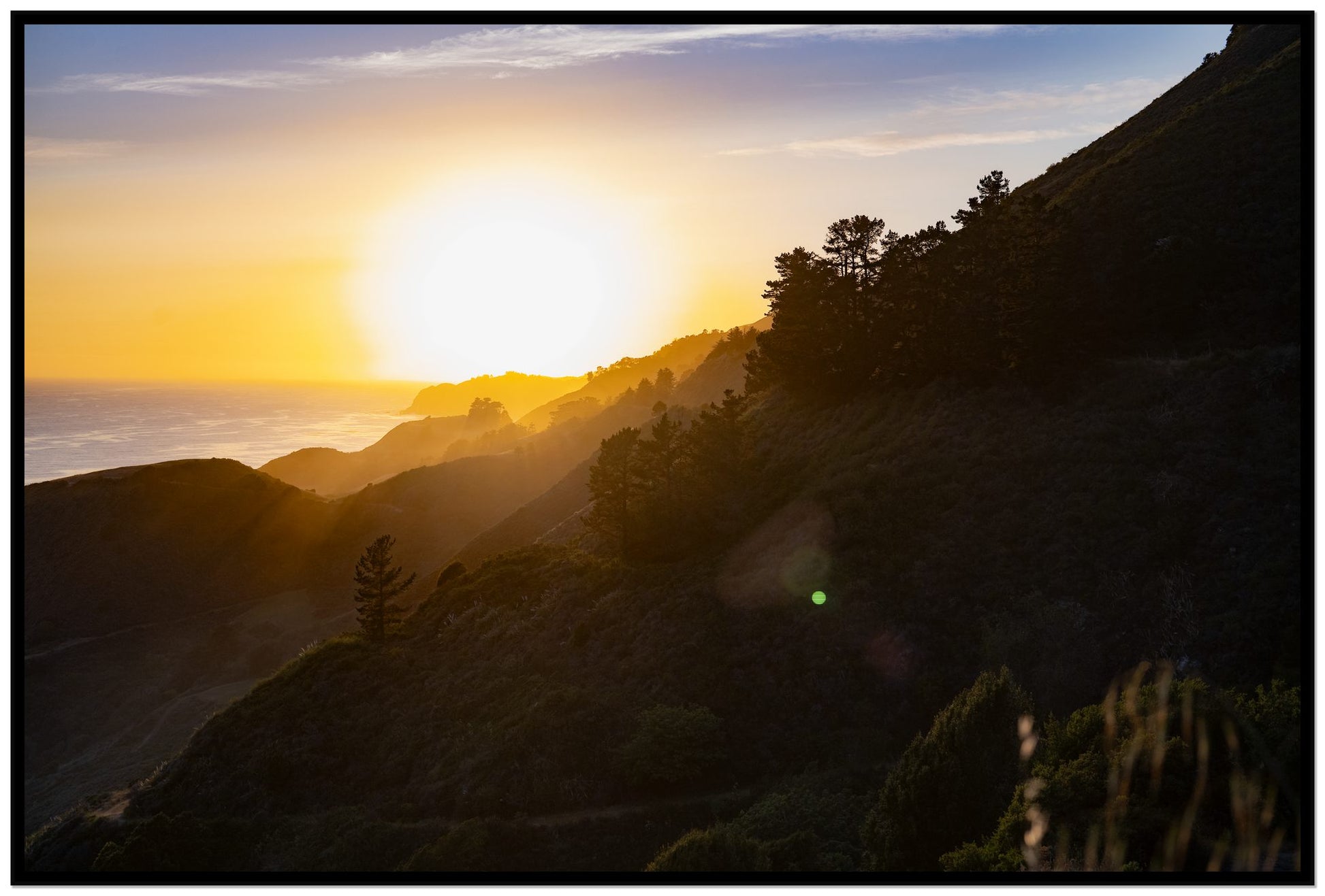 California Coastline by Dylan Ozanich, 48×72 Full Bleed Print in a Black frame