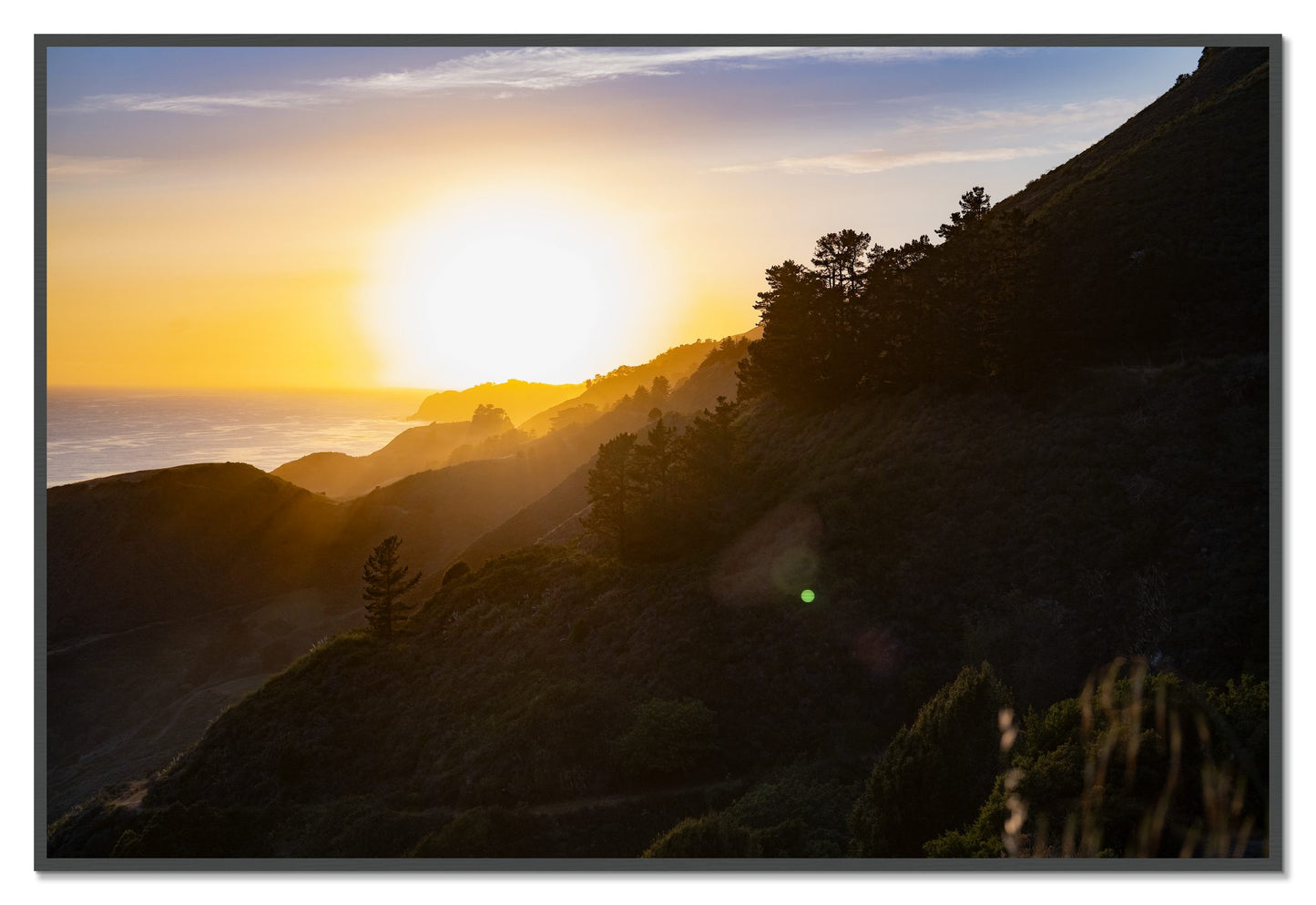 California Coastline by Dylan Ozanich, 48×72 Full Bleed Print in a Grey frame